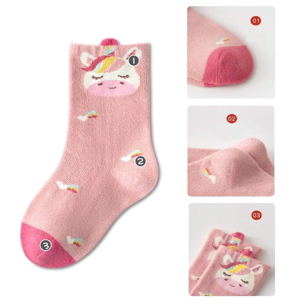 FedMois Calzini in Cotone Invernali Bambini Ragazzi Unicorno, 10 paia, taglia 23-26 - immagine 3