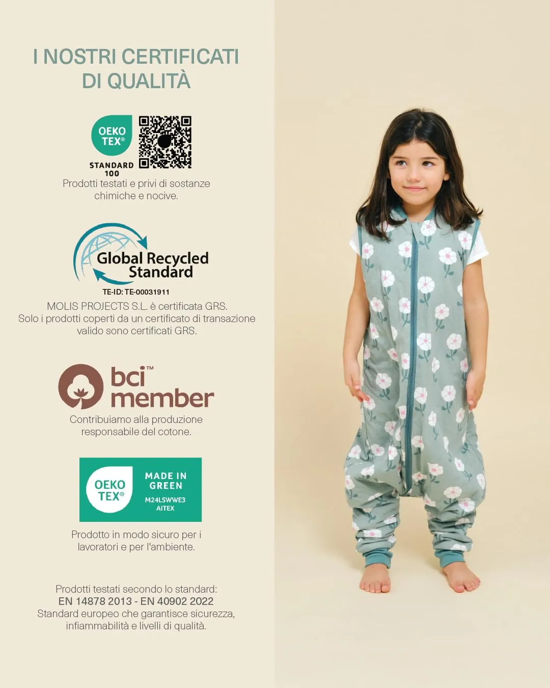 molis & co Sacco Nanna con piedini 1 TOG, Cotone Oeko-TEX 100, Sakura Garden, 2 anni - immagine 7