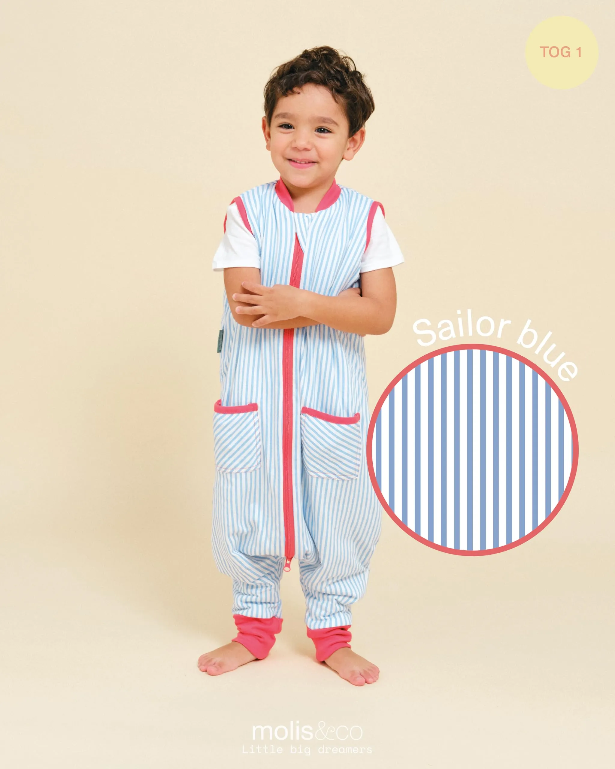 molis & co Sacco Nanna con piedini, 1 TOG, 100% Cotone Oeko-TEX 100, Sailor Blue, 3-6 mesi - immagine 4