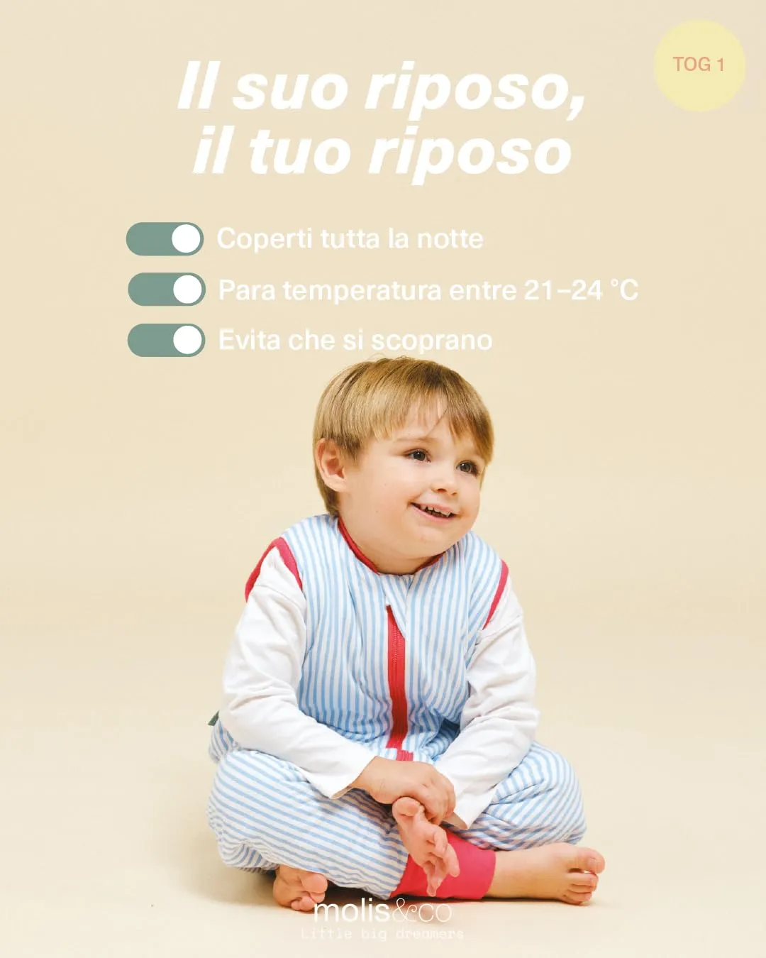 molis&co. Sacco Nanna con piedini, 1 TOG, 100% Cotone Oeko-TEX 100, Sailor Blue, 2 anni - immagine 5