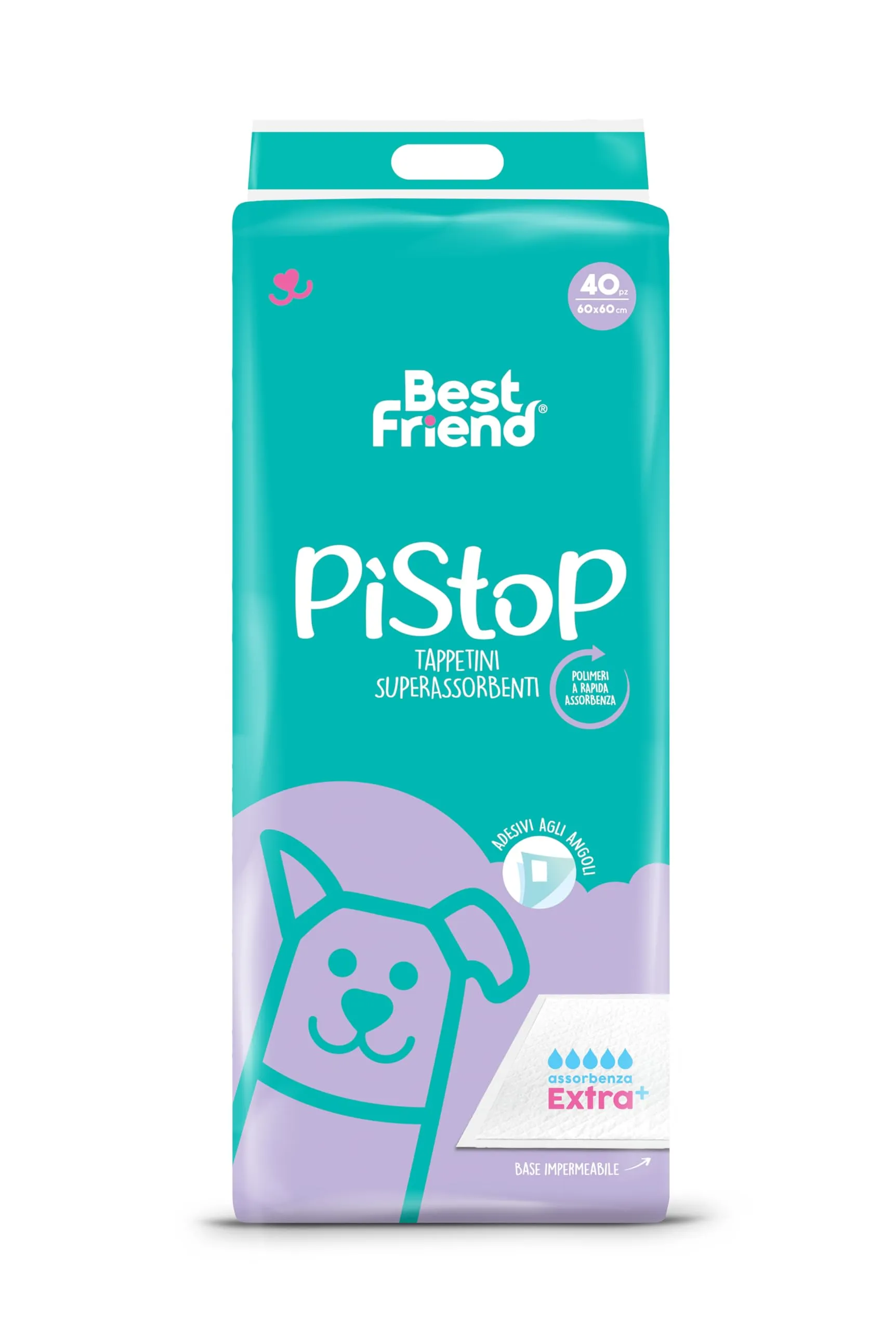 Best Friend PìStoP Extra+ Traversine Usa e Getta per Cani, 60x60 cm, 40 Pezzi - immagine 1