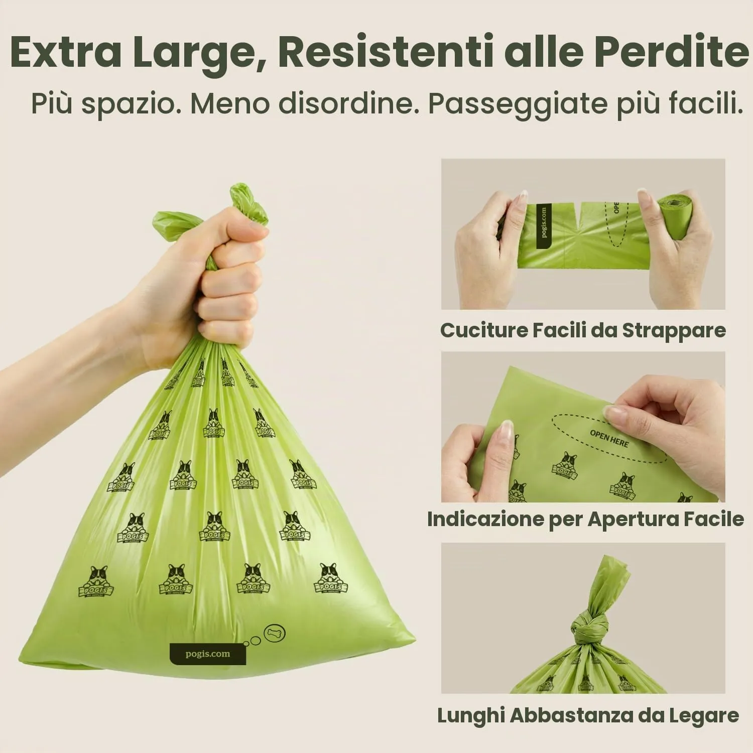 Pogi's Pet Supplies sacchetti igienici per cani senza profumo, 150 pezzi (10 rotoli) - immagine 2