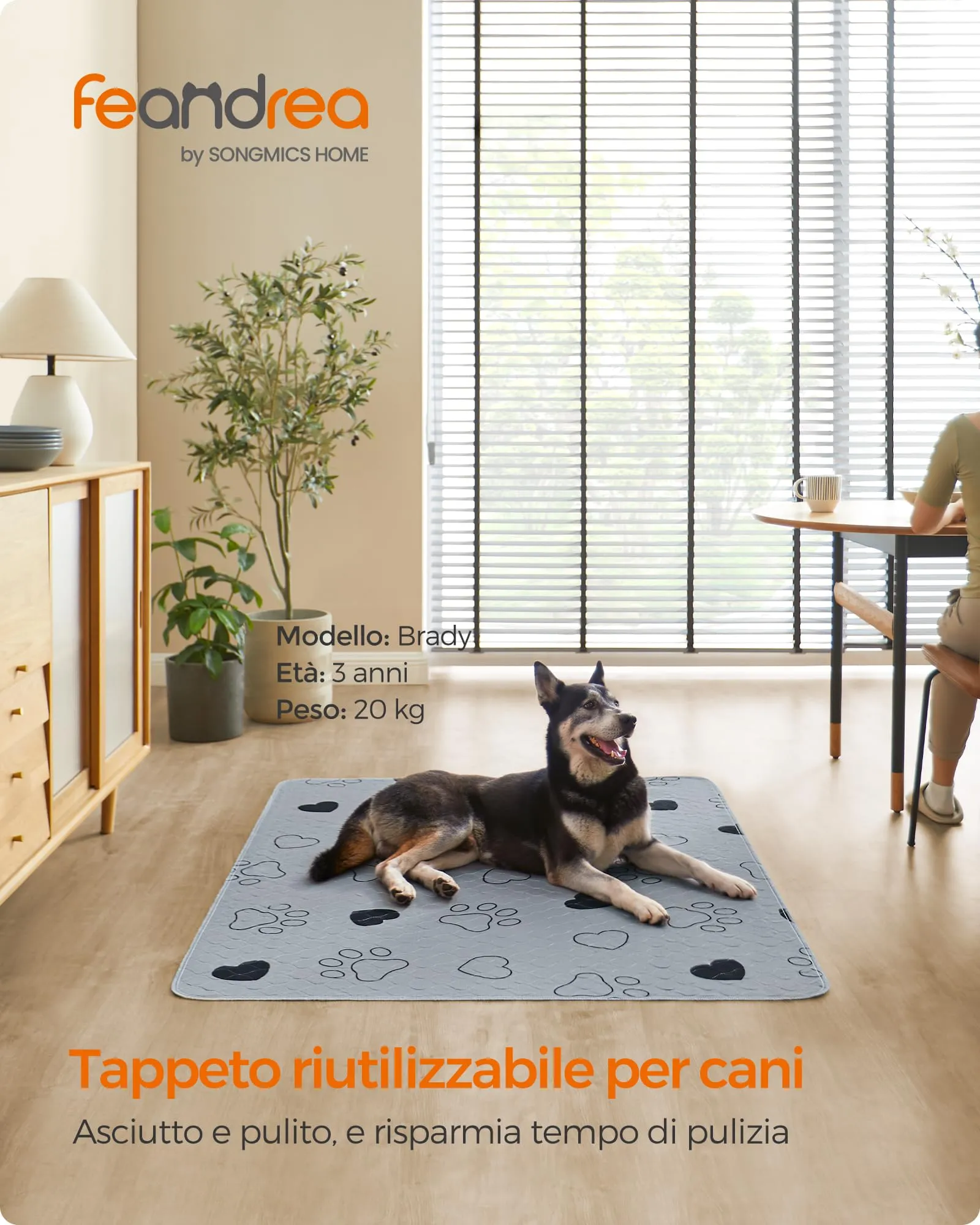 Feandrea Tappetini Lavabili per Cani, 2 Pezzi, 152 x 122 cm, Antiscivolo - immagine 2