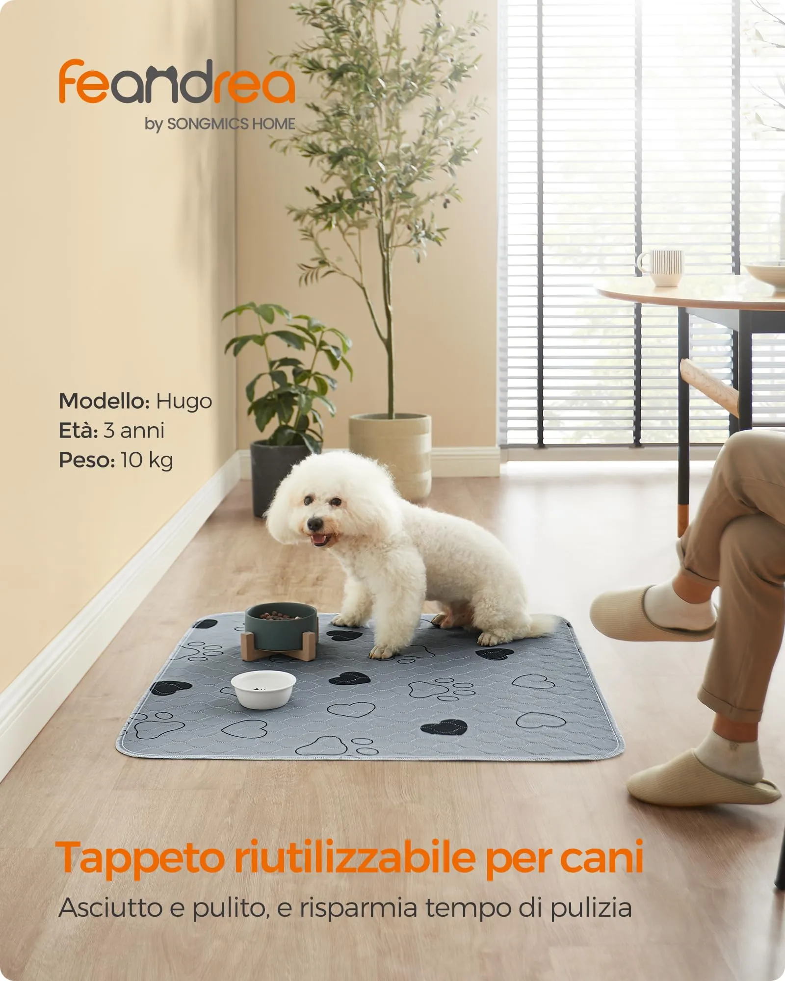 Feandrea Tappetini Lavabili per Cani, 2 Pezzi, 91 x 86 cm, Antiscivolo - immagine 2