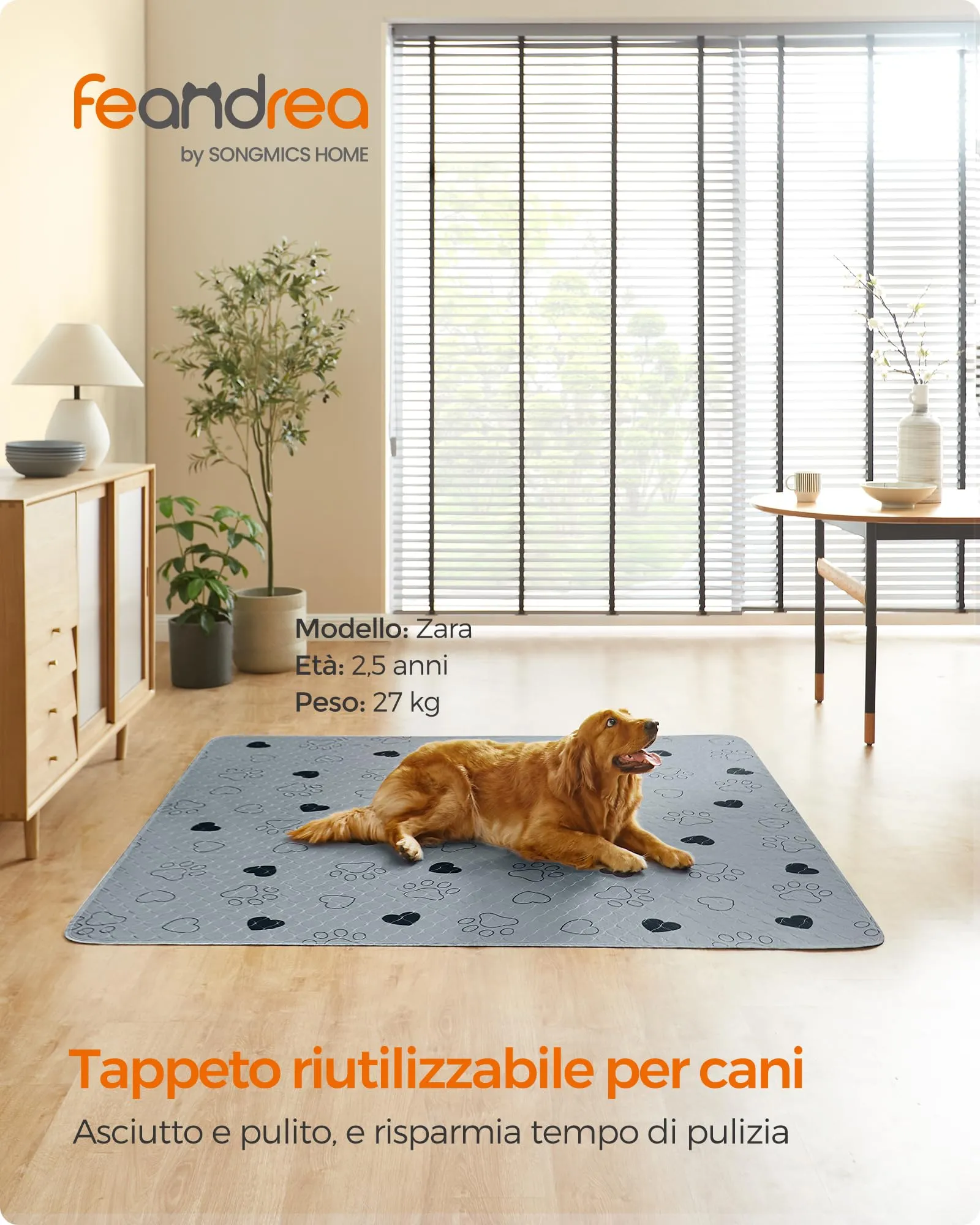 Feandrea Tappetini Lavabili per Cani, Set di 2, 183 x 183 cm, Antiscivolo - immagine 2