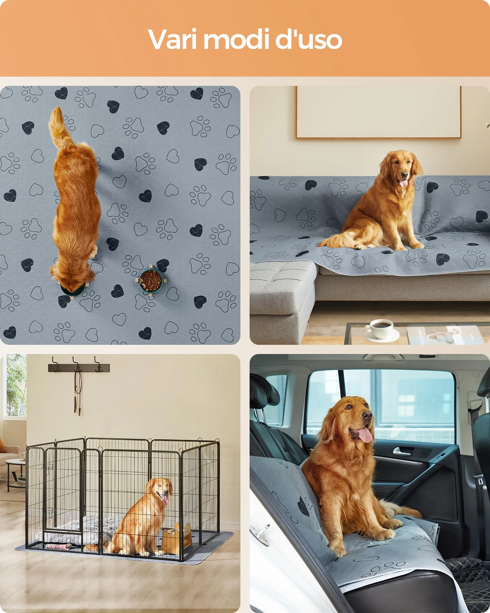 Feandrea Tappetini Lavabili per Cani, Set di 2, 183 x 183 cm, Antiscivolo - immagine 8