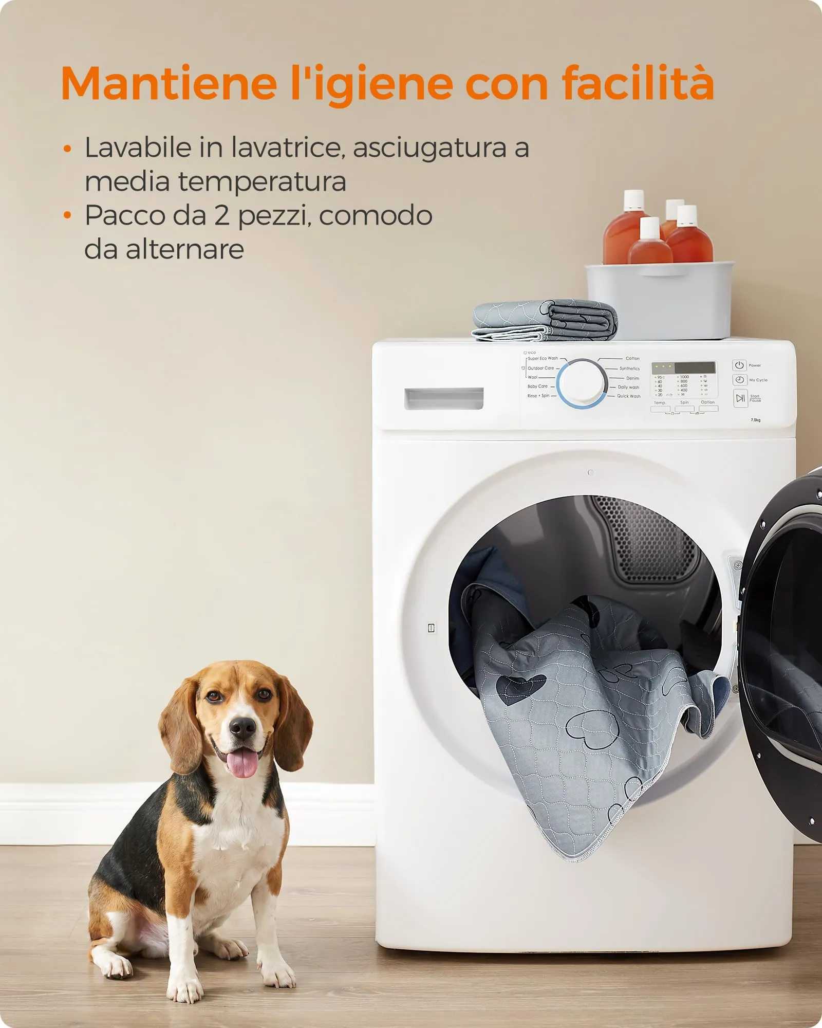 Feandrea Tappetini Lavabili per Cani, 2 Pezzi, 90 x 60 cm, Antiscivolo - immagine 7
