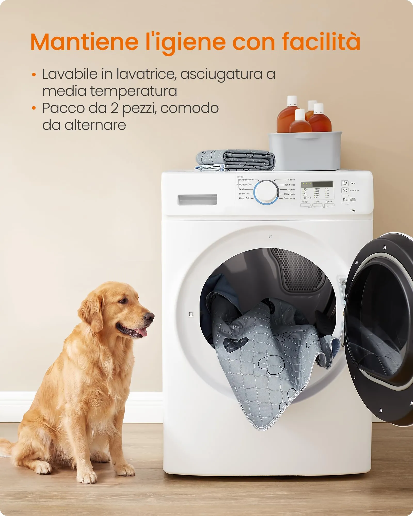 Feandrea Tappetini Lavabili per Cani, 2 Pezzi, 100 x 70 cm, Antiscivolo - immagine 7