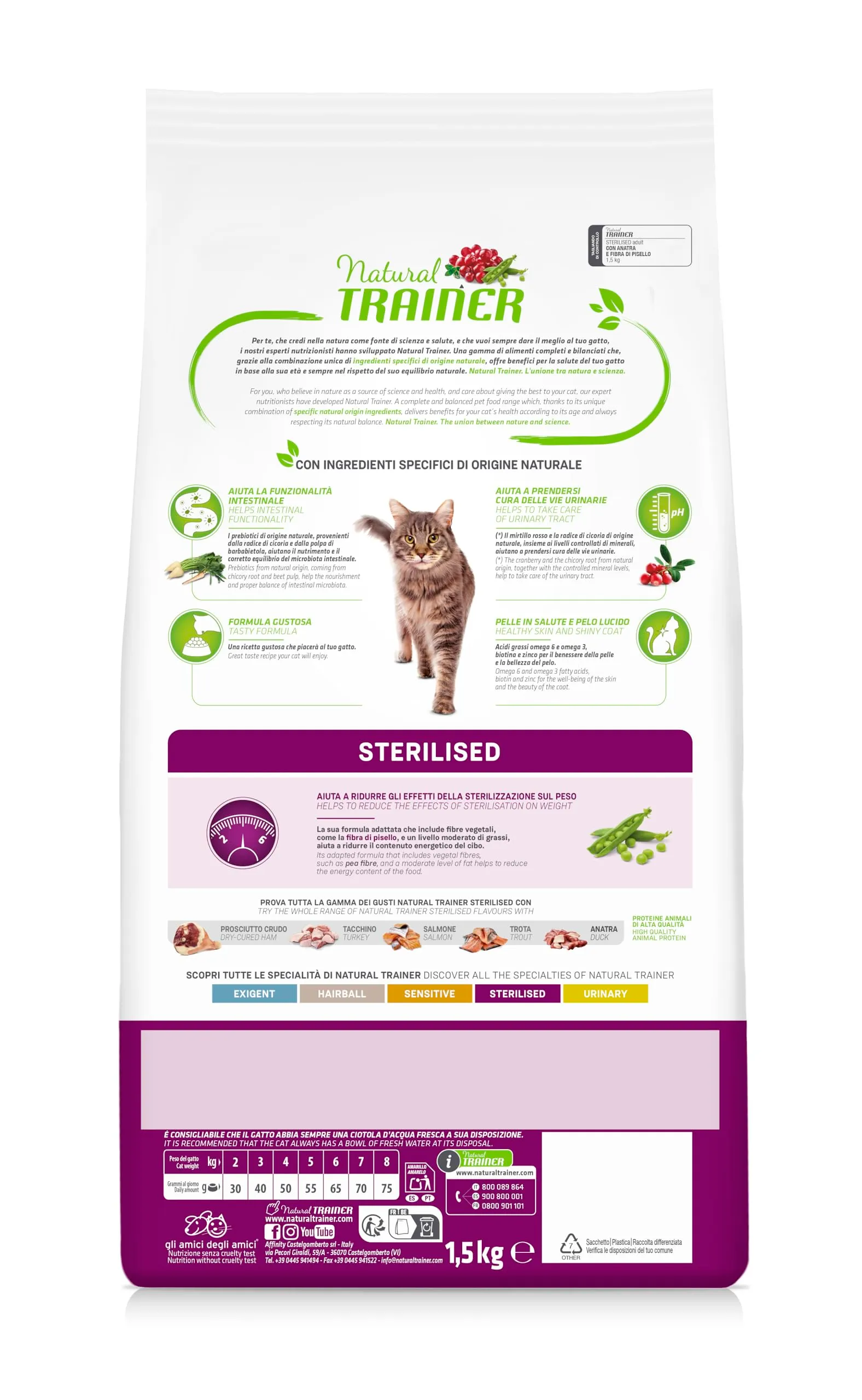Trainer Cibo per Gatti Sterilizzati Monoproteico con Anatra, 1,5kg - immagine 3