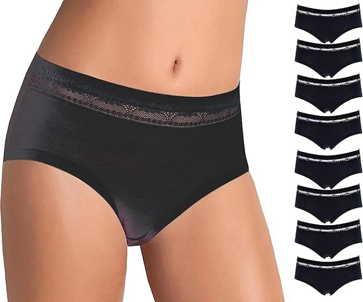 Cotonella L'Altra Midi Slip Donna in Cotone Bielastico, GD168, Nero, XXL (8 Pack) - immagine 1