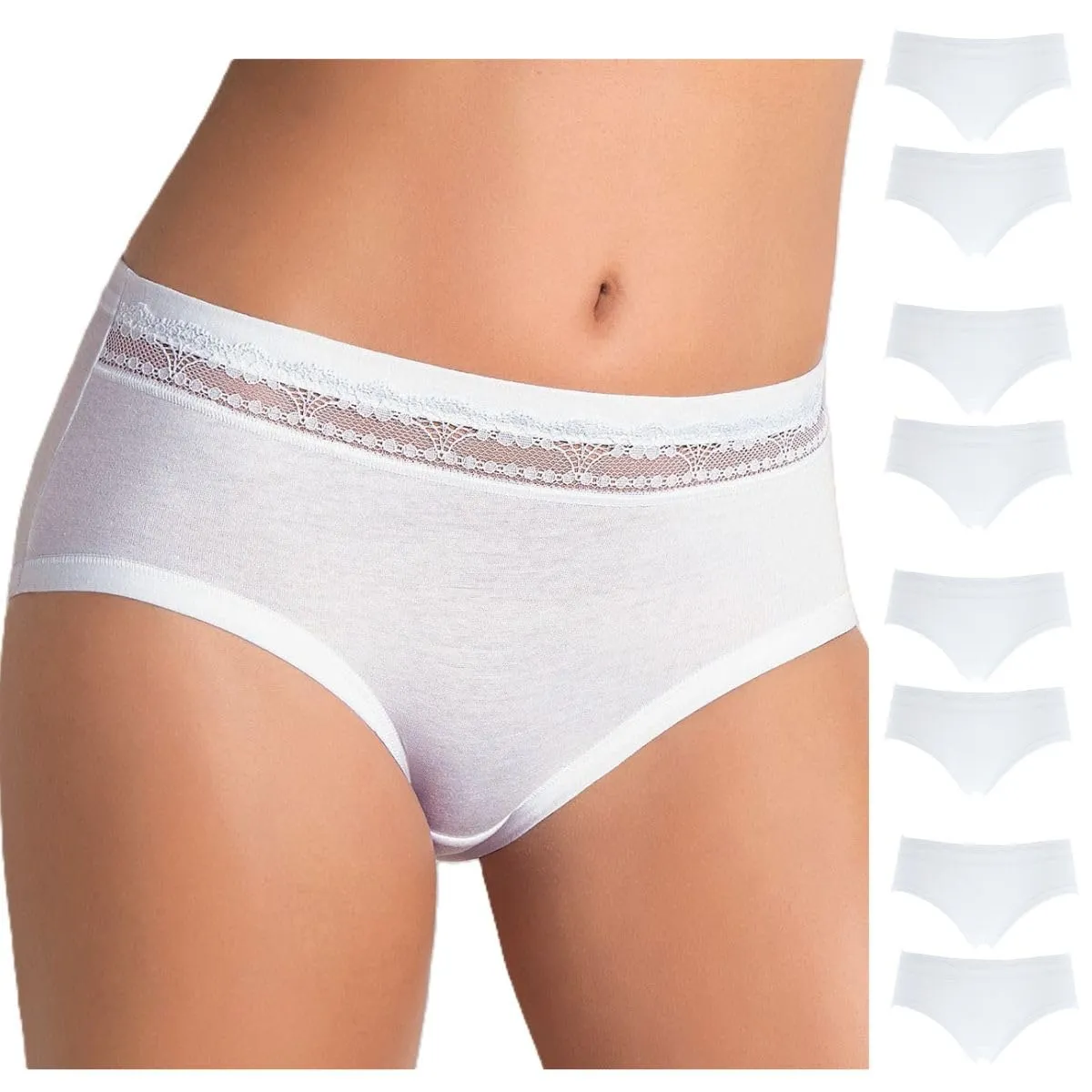 Cotonella L'Altra Midi Slip Donna in Cotone Bielastico, GD168 Bianco, 8 Pezzi, XXL - immagine 1