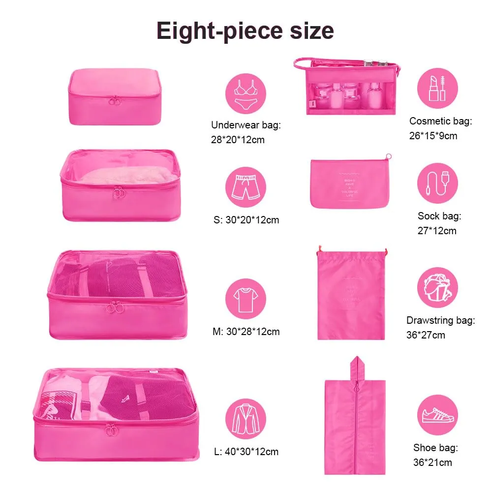 OSDUE Organizer Valigia 8 Pezzi, Packing Cubes Salvaspazio per Abbigliamento, Intimo e Calzature - immagine 2