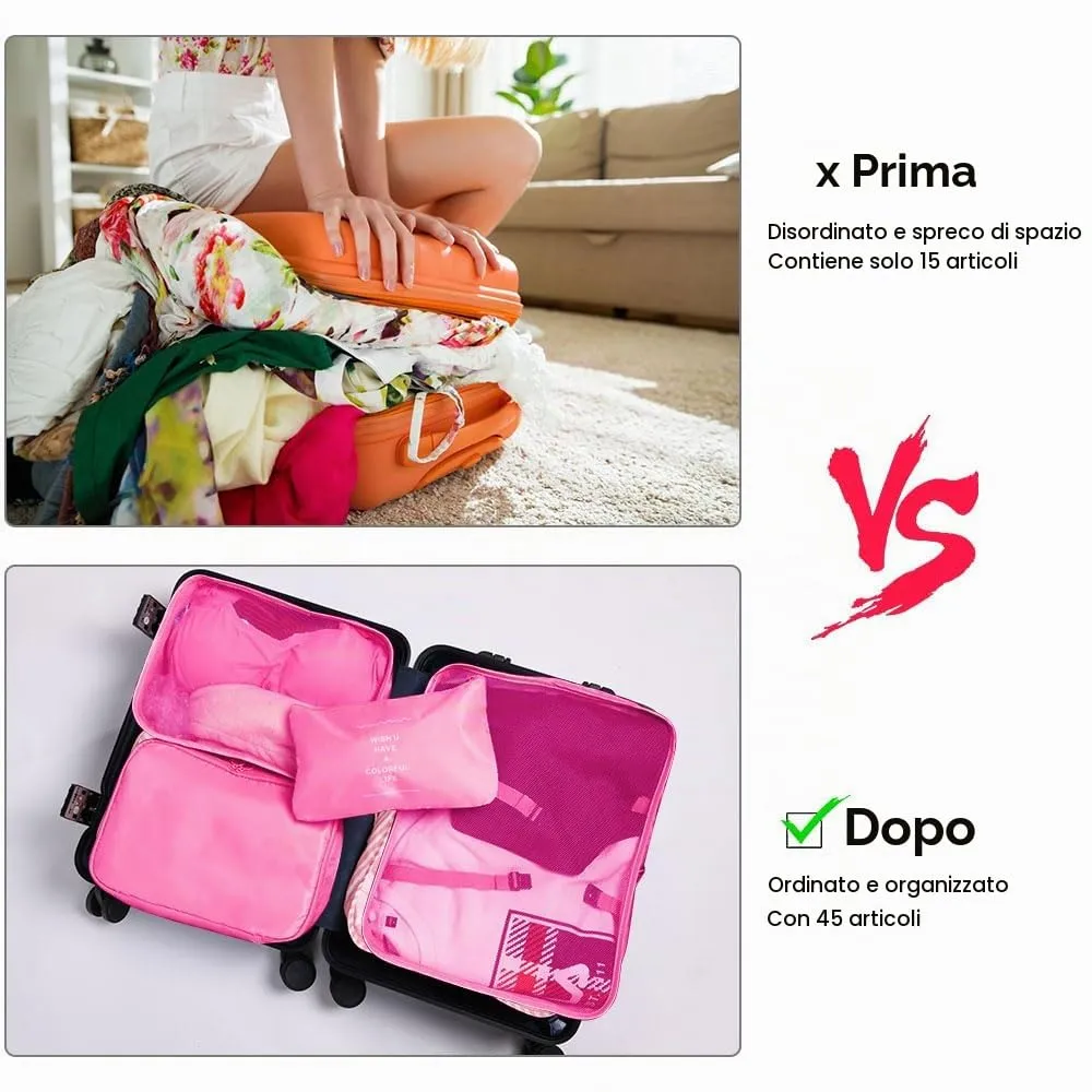 OSDUE Organizer Valigia 8 Pezzi, Packing Cubes Salvaspazio per Abbigliamento, Intimo e Calzature - immagine 4
