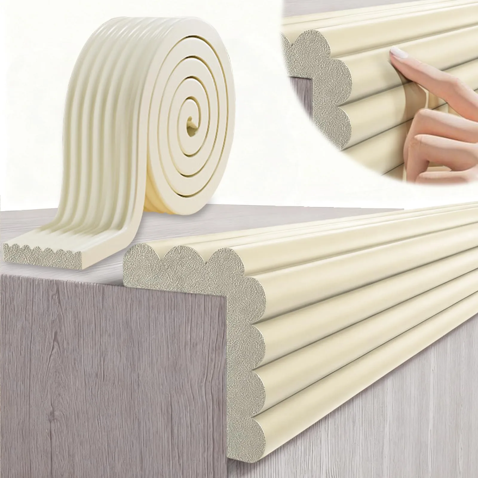 AnkekolyStar Paraspigoli in Schiuma Autoadesivi per Mobili (Beige, 5M x 8CM) - immagine 1