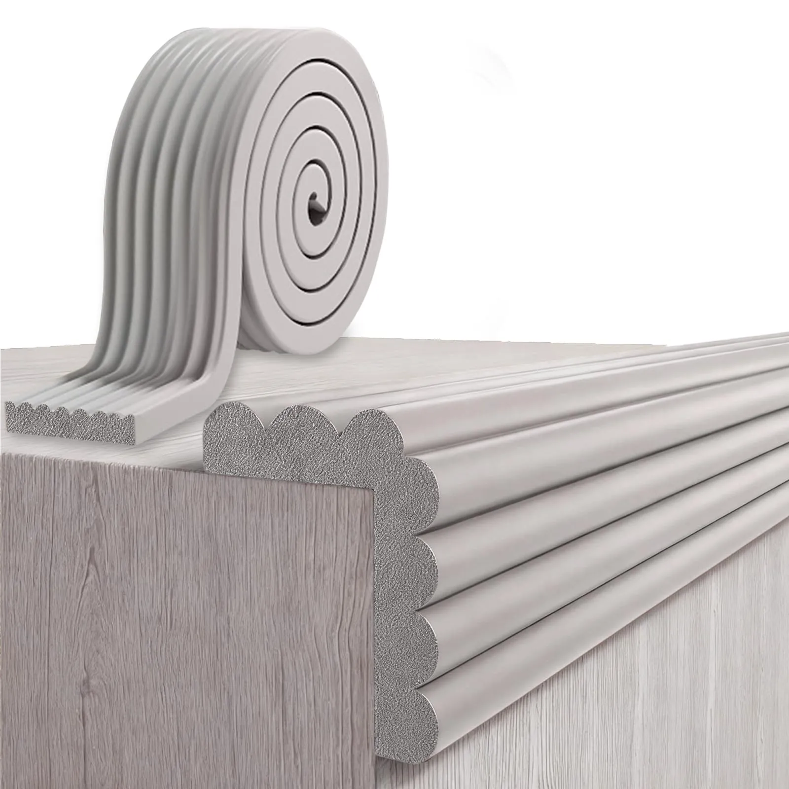 AnkekolyStar Paraspigoli in schiuma autoadesivi per mobili (Grigio, 5M X 8CM) - immagine 1
