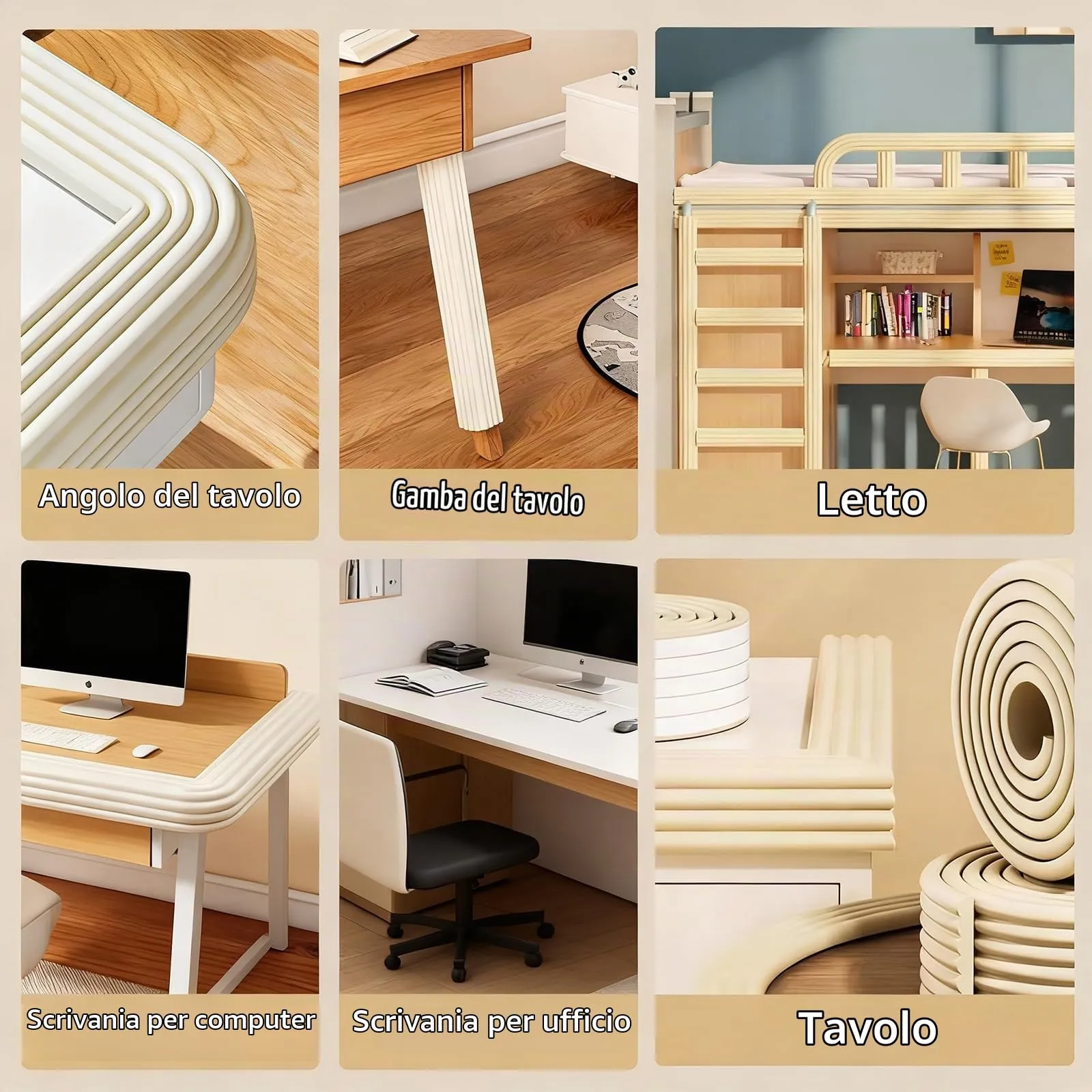 AnkekolyStar Paraspigoli in Schiuma Autoadesivi per Mobili (Bianco, 5M x 8CM) - immagine 7
