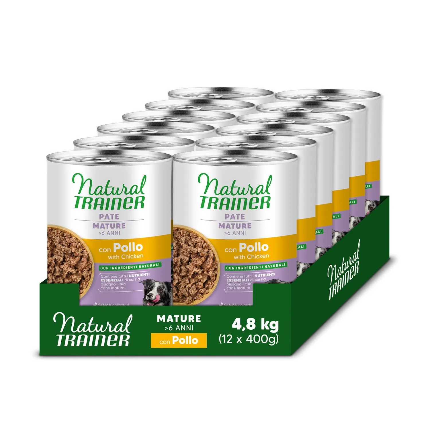 Trainer Natural Medium-Maxi Cibo Umido per Cani Mature Paté con Pollo 12 x 400g - immagine 1
