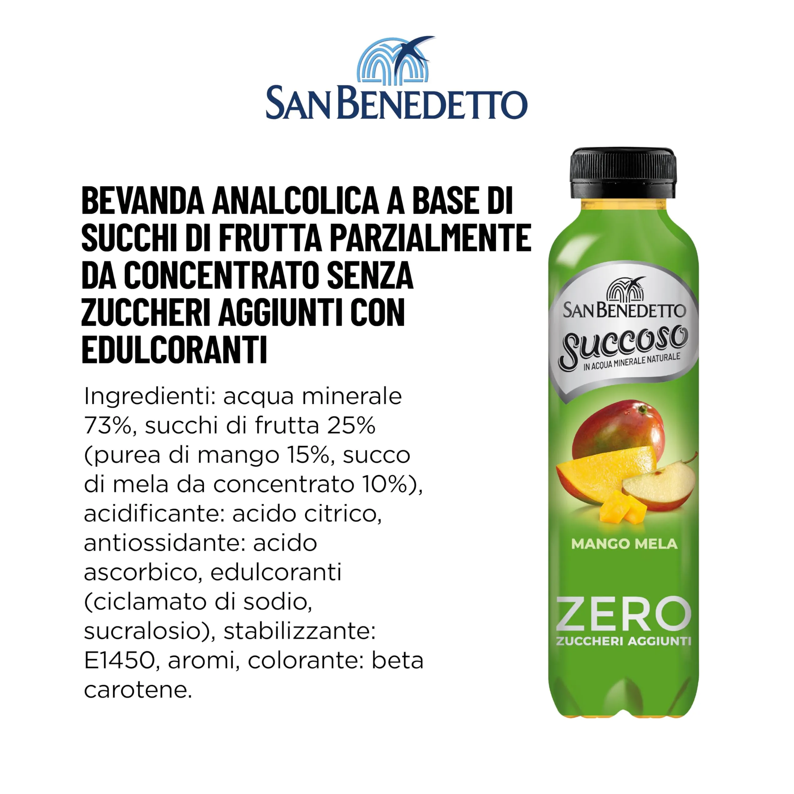San Benedetto Succoso Zero Mango e Mela, 12x400 ml - immagine 5