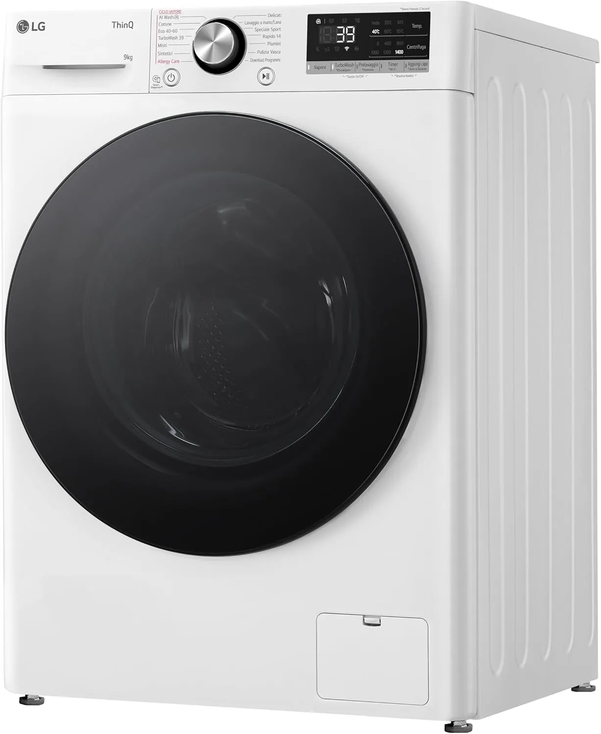 LG AI DD F4R7009TSWB Lavatrice 9 kg Classe A-10%, 1400 Giri, TurboWash 360, Wi-Fi, Serie R7, Bianca - immagine 14