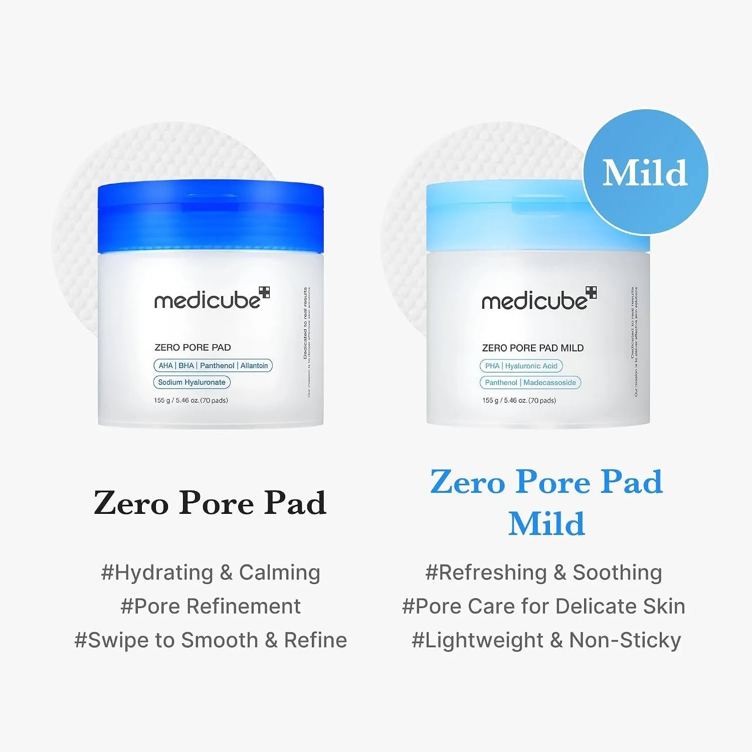 medicube Zero Pore Pad Mild 2.0 Toner Pads, 70 Pads - immagine 3
