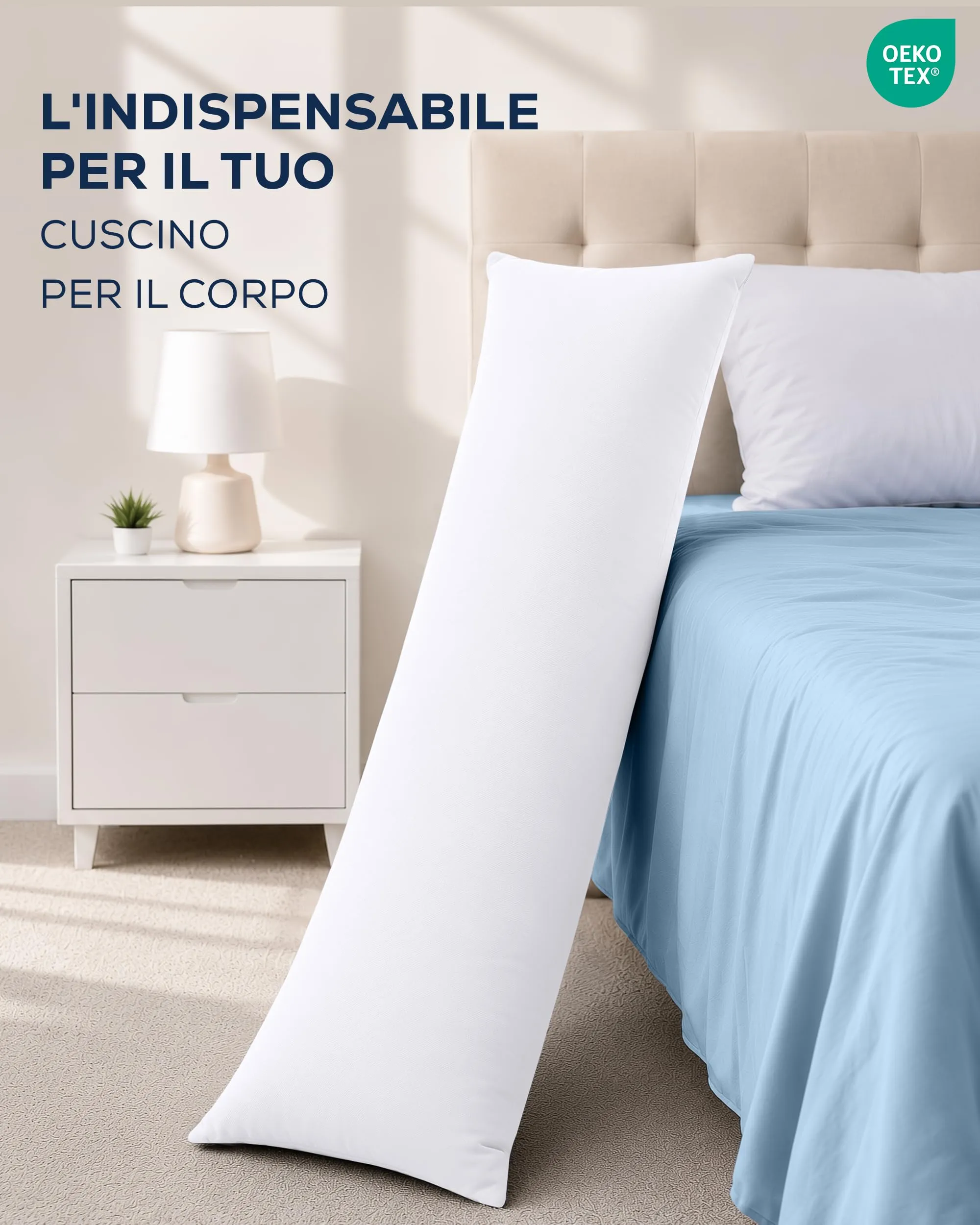 Utopia Bedding Set di 2 federe cuscino da corpo, 40 x 145 cm, Bianco - immagine 4