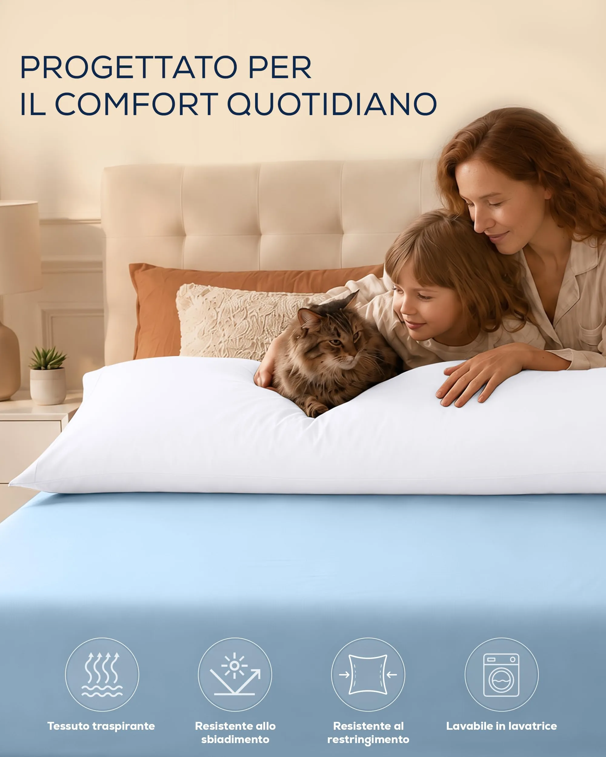 Utopia Bedding Set di 2 federe cuscino da corpo, 40 x 145 cm, Bianco - immagine 5