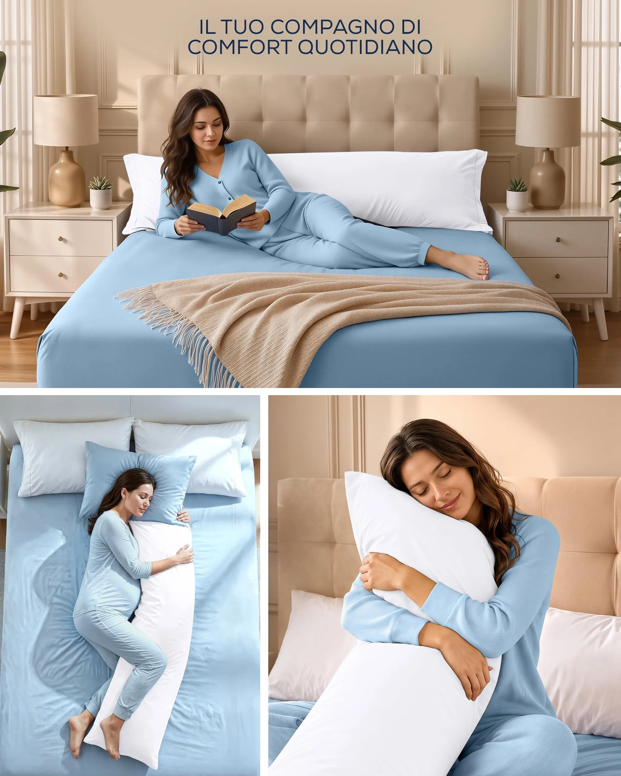 Utopia Bedding Set di 2 federe cuscino da corpo, 40 x 145 cm, Bianco - immagine 7