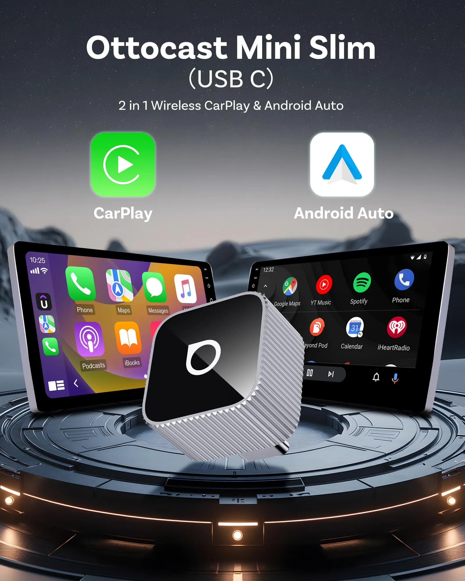 Ottocast Mini 3.0 Slim 2026 Wireless CarPlay & Android Auto Adapter - immagine 3