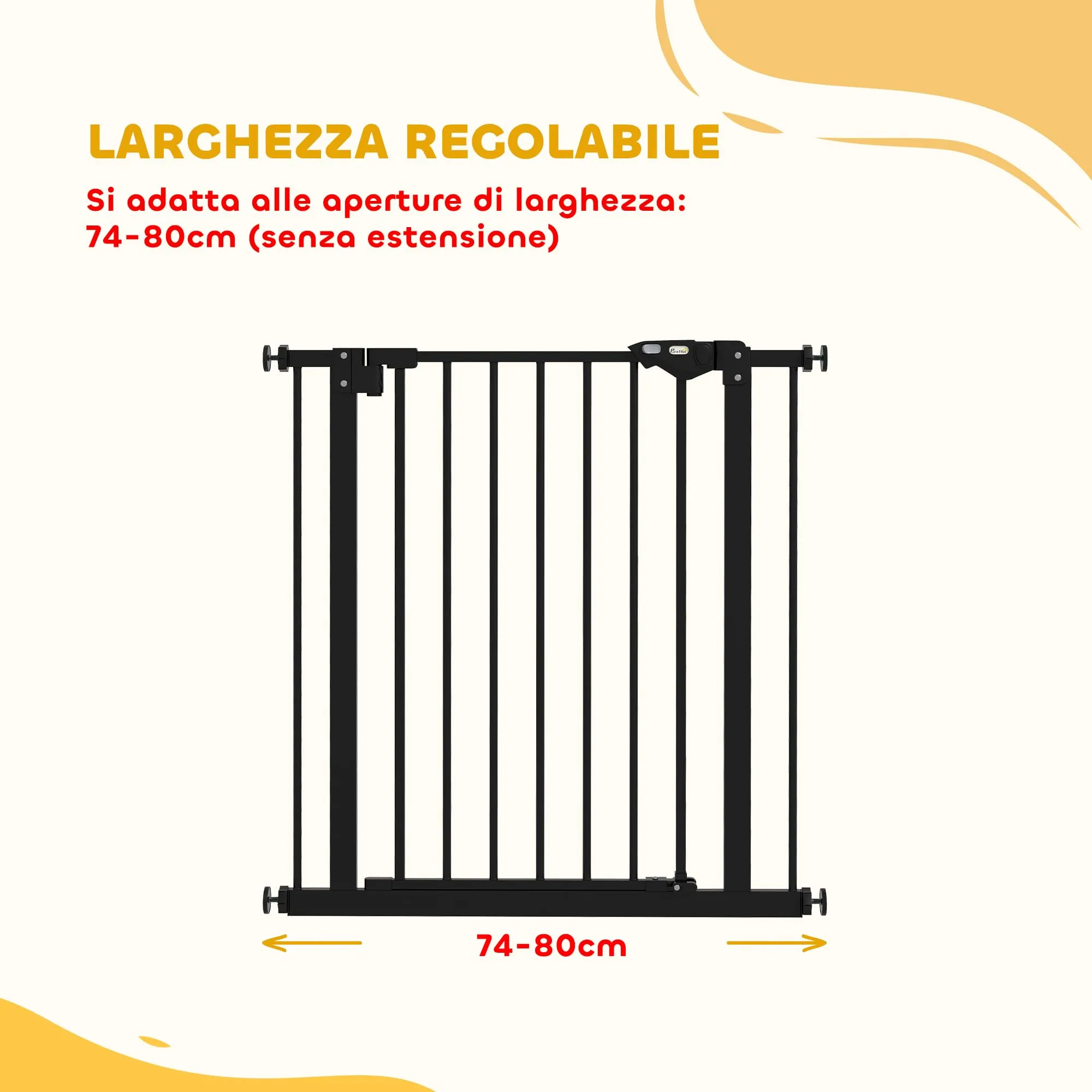 PawHut Cancellino per Cani Regolabile 74-80 cm, Nero - immagine 4