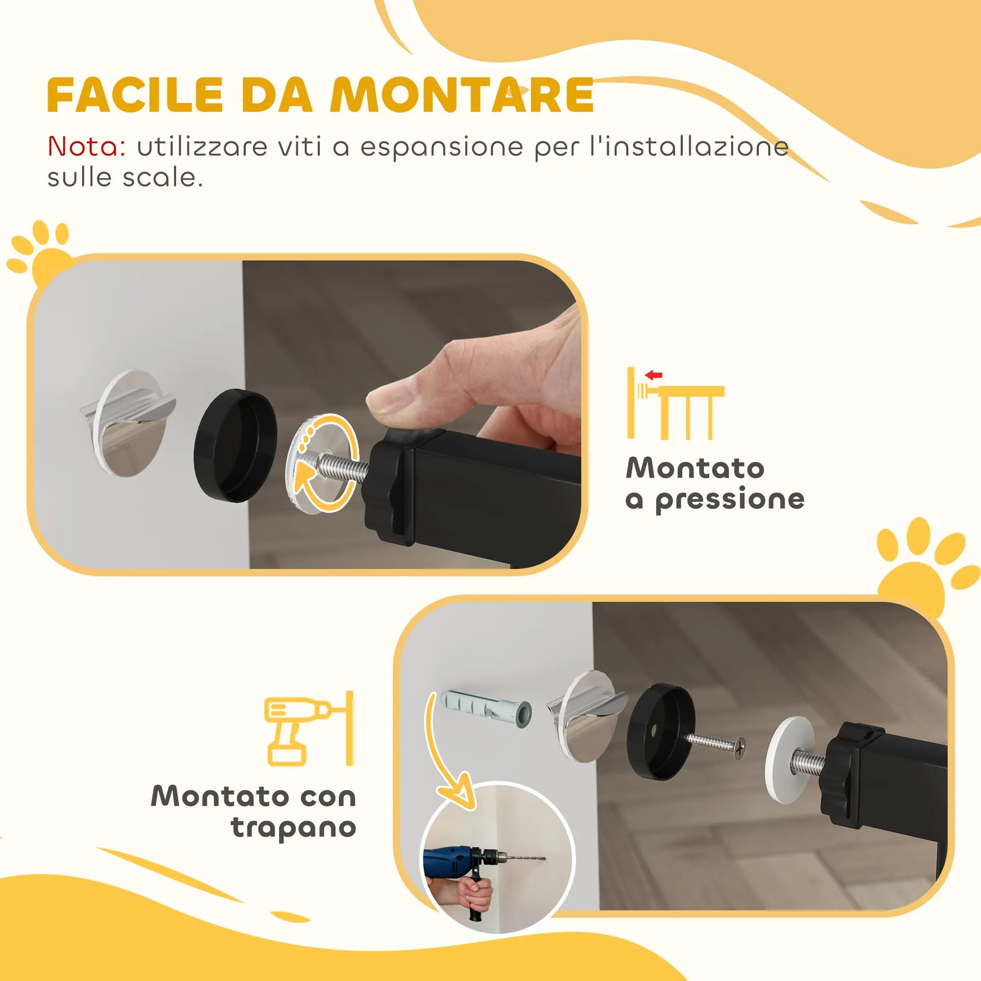 PawHut Cancellino per Cani Regolabile 74-80 cm, Nero - immagine 7