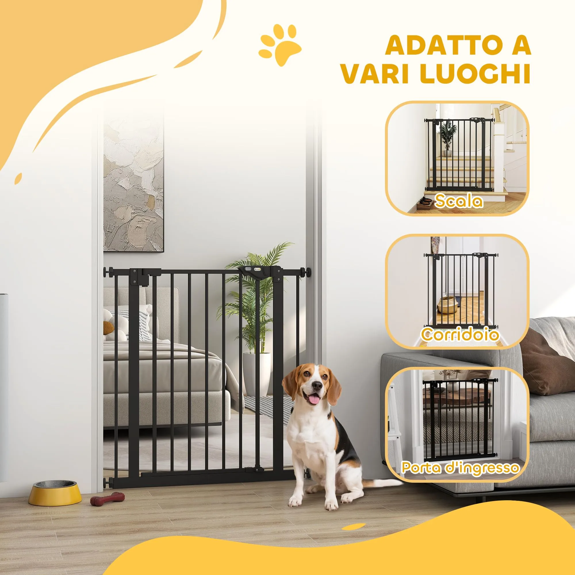 PawHut Cancellino per Cani Regolabile 74-80 cm, Nero - immagine 8