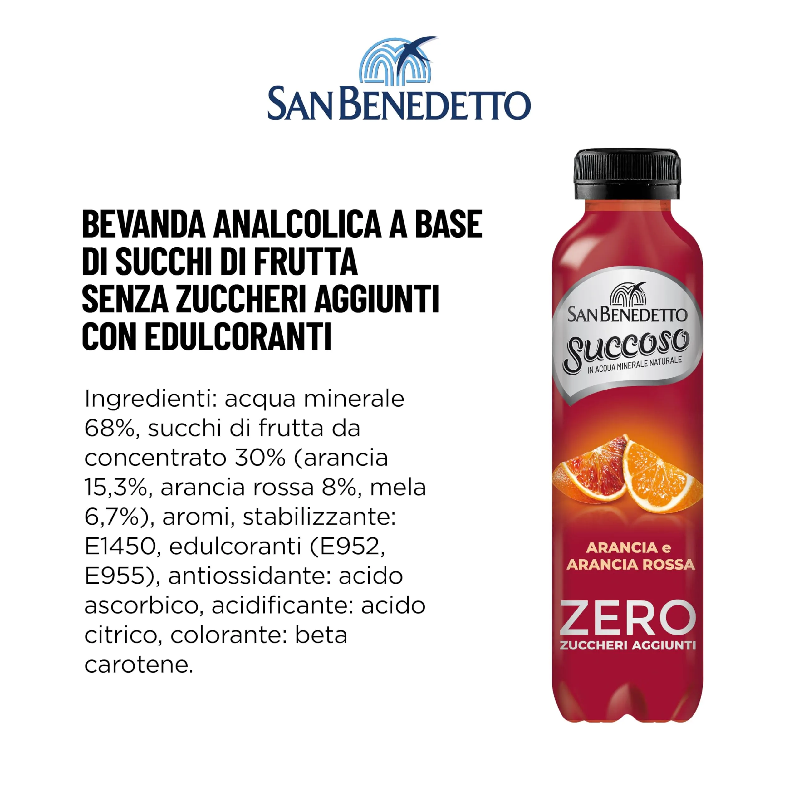 San Benedetto Succoso Zero Arancia Rossa, 12x400 ml - immagine 4