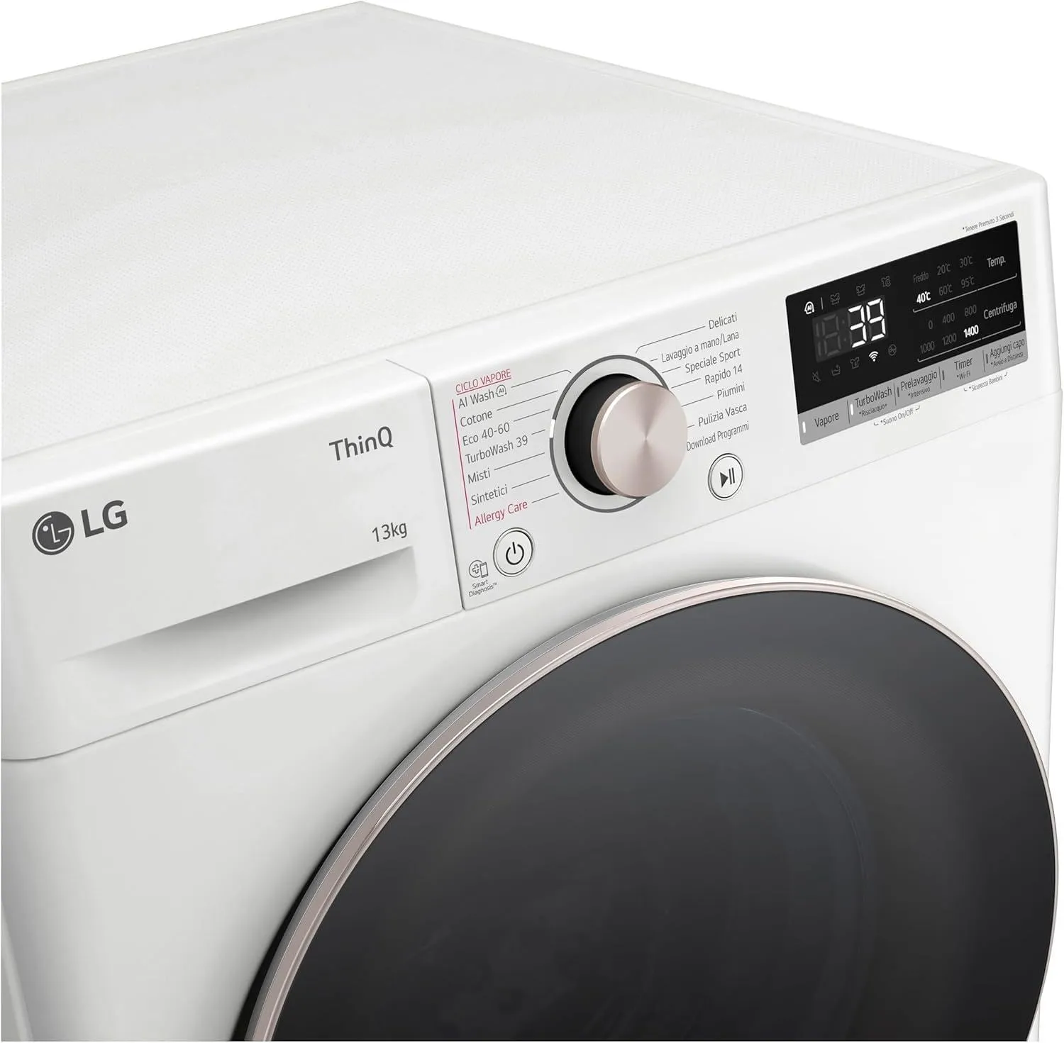 LG F4R7013TSWG Lavatrice 13kg Serie R7 Classe A-20%, 1400 giri, TurboWash 360, Wi-Fi, Inverter Direct Drive, Bianco - immagine 13