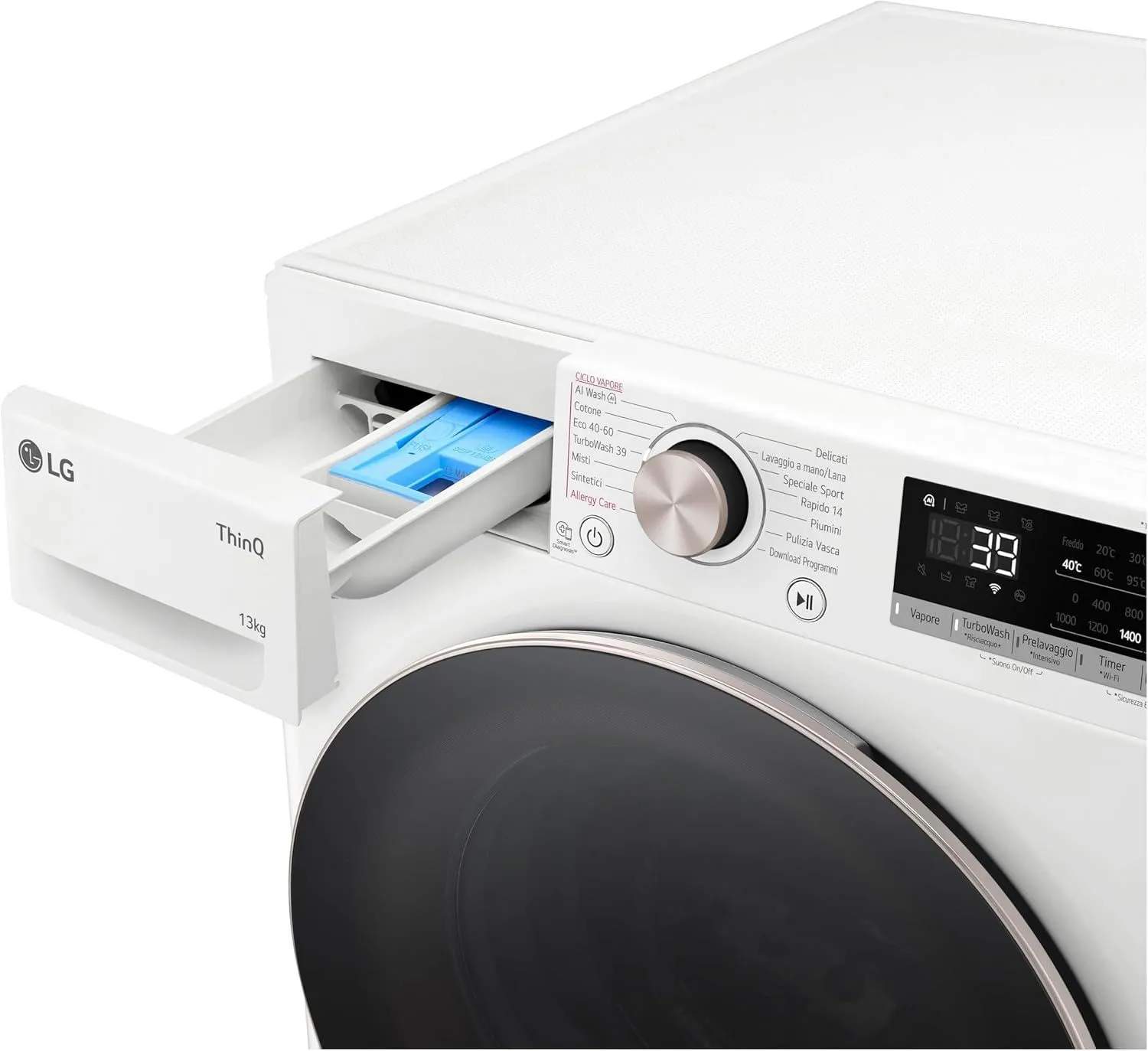 LG F4R7013TSWG Lavatrice 13kg Serie R7 Classe A-20%, 1400 giri, TurboWash 360, Wi-Fi, Inverter Direct Drive, Bianco - immagine 14