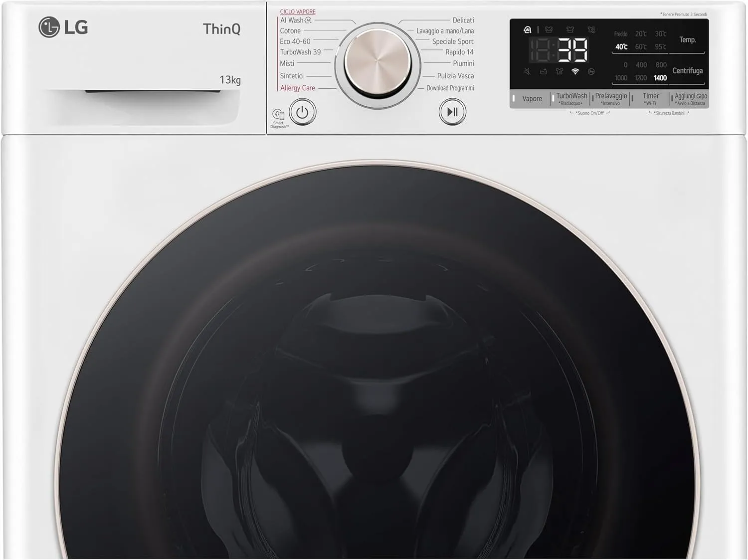 LG F4R7013TSWG Lavatrice 13kg Serie R7 Classe A-20%, 1400 giri, TurboWash 360, Wi-Fi, Inverter Direct Drive, Bianco - immagine 15