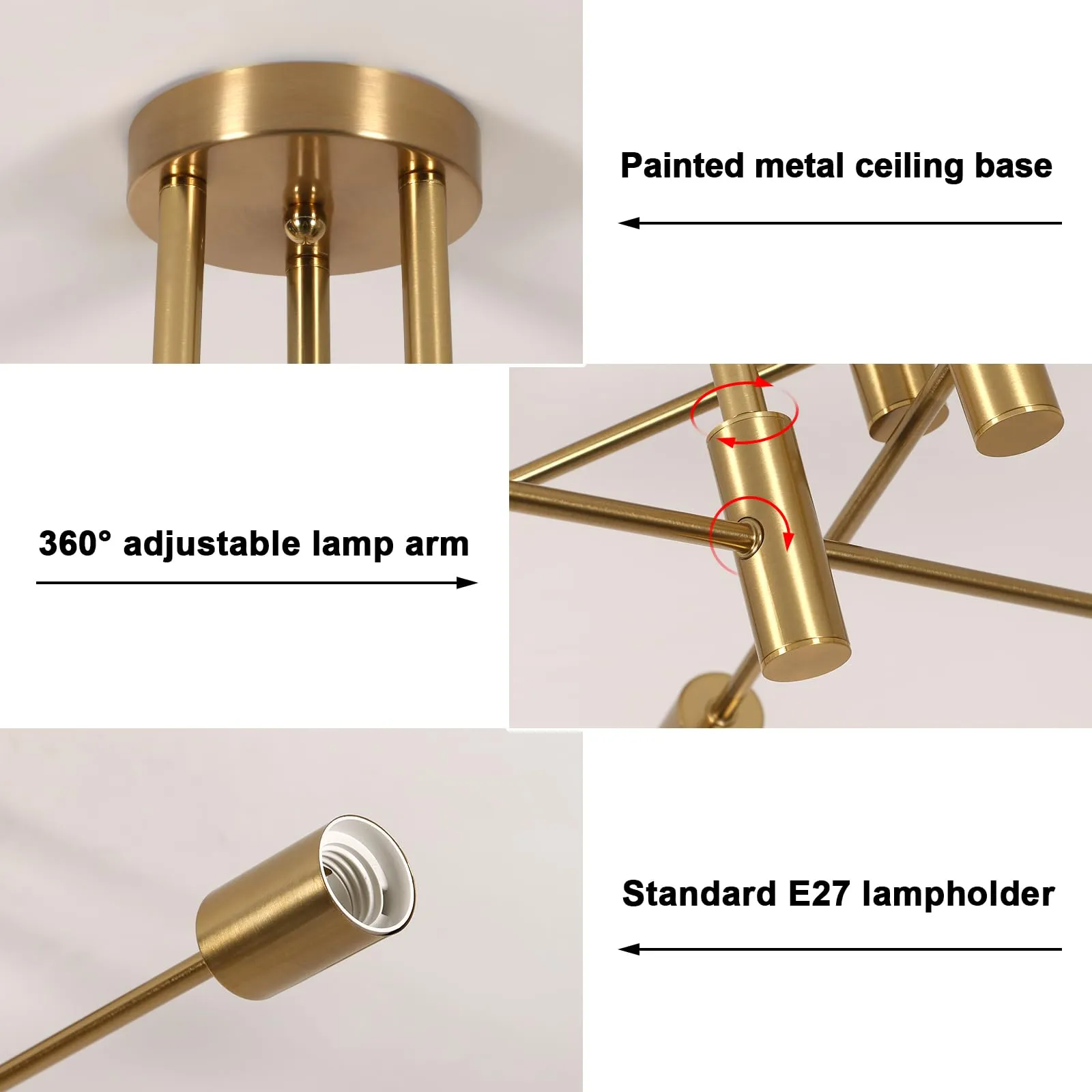Comely Lampadario Soggiorno Industriale Sputnik, 6 Luci, Oro, 72 cm - immagine 5