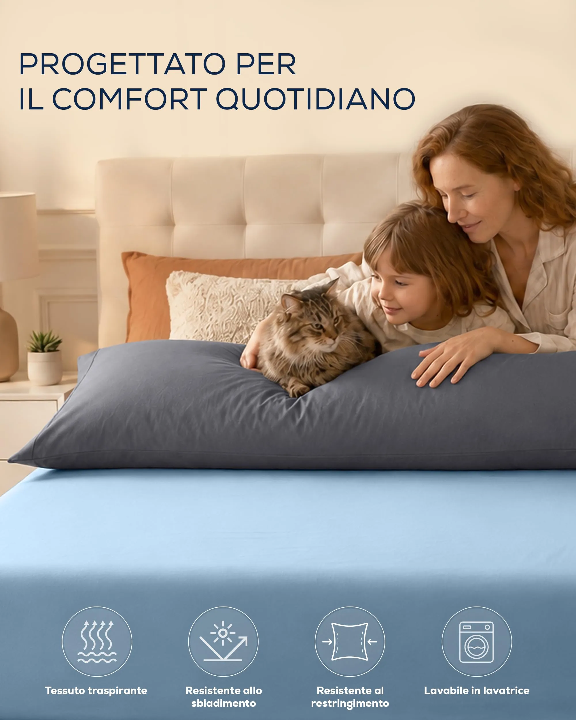 Utopia Bedding Set di 2 federe cuscino da corpo, 40 x 145 cm, Grigio - immagine 5