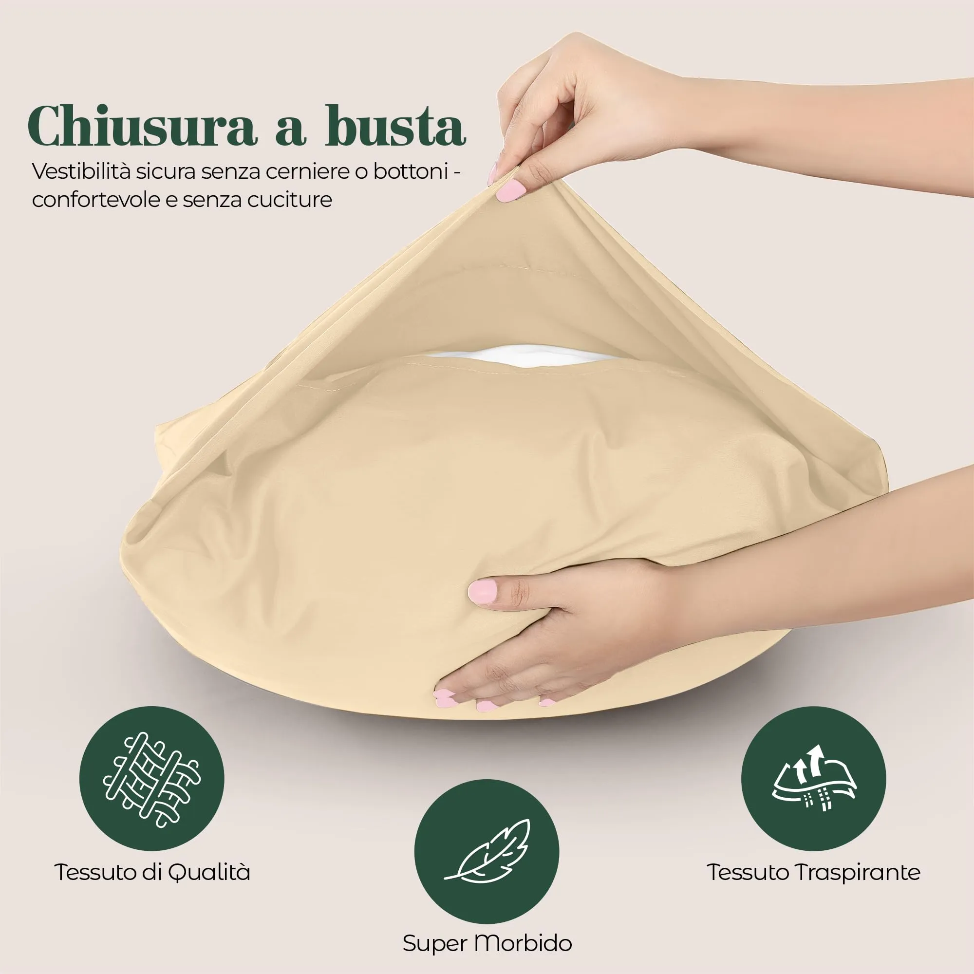 Utopia Bedding Set di 2 Copricuscino - 40 x 80 cm - Beige - immagine 3