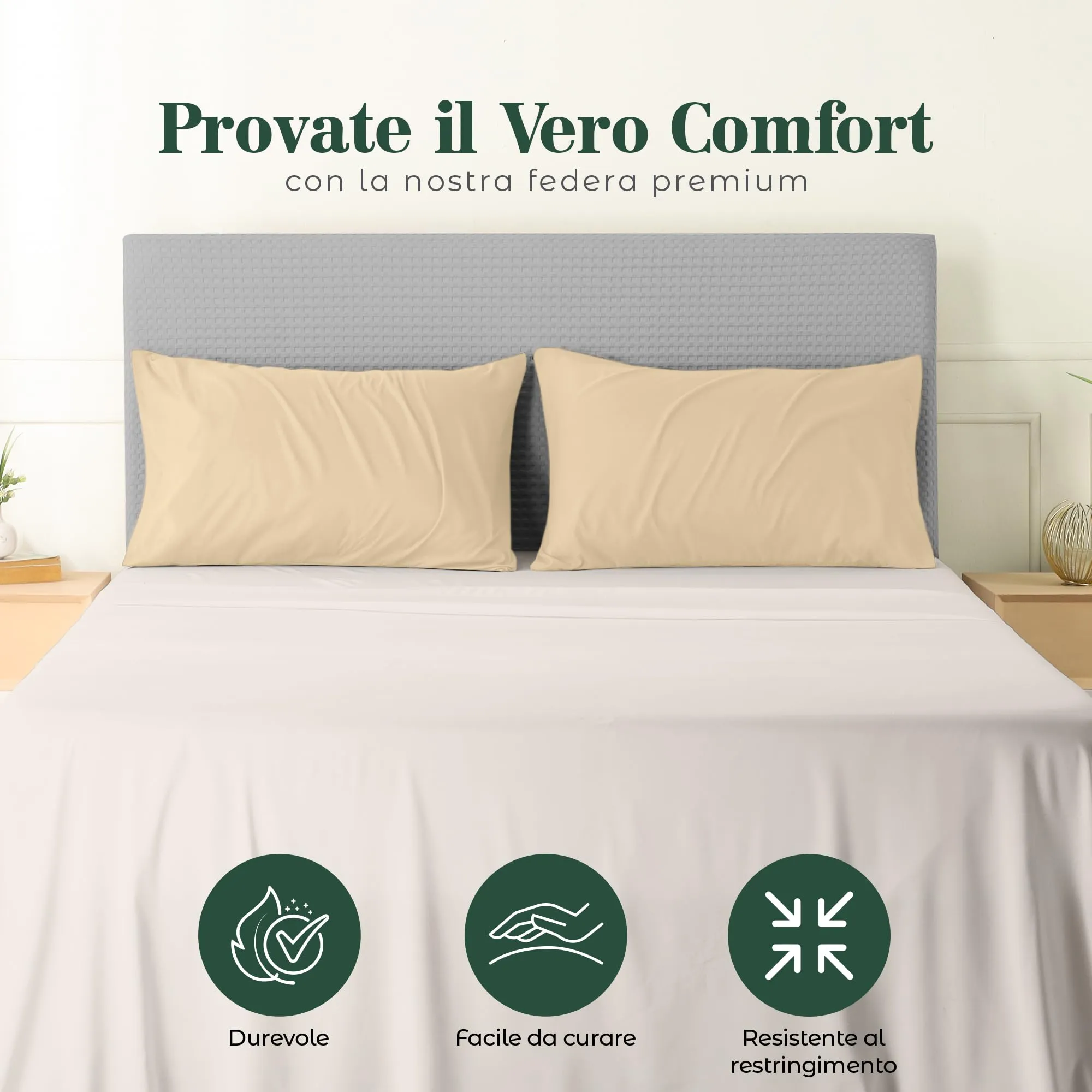 Utopia Bedding Set di 2 Copricuscino - 40 x 80 cm - Beige - immagine 4