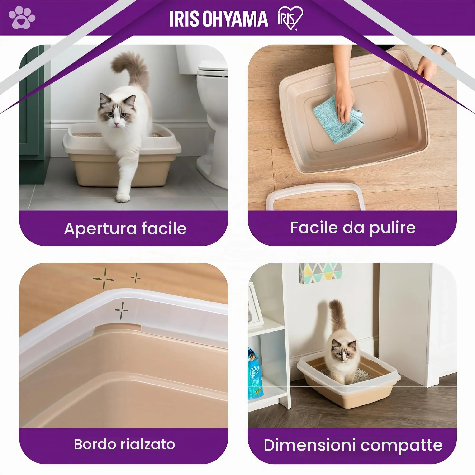 Iris Ohyama Vasca per lettiera per gatti, Beige, CLH-12S - immagine 3