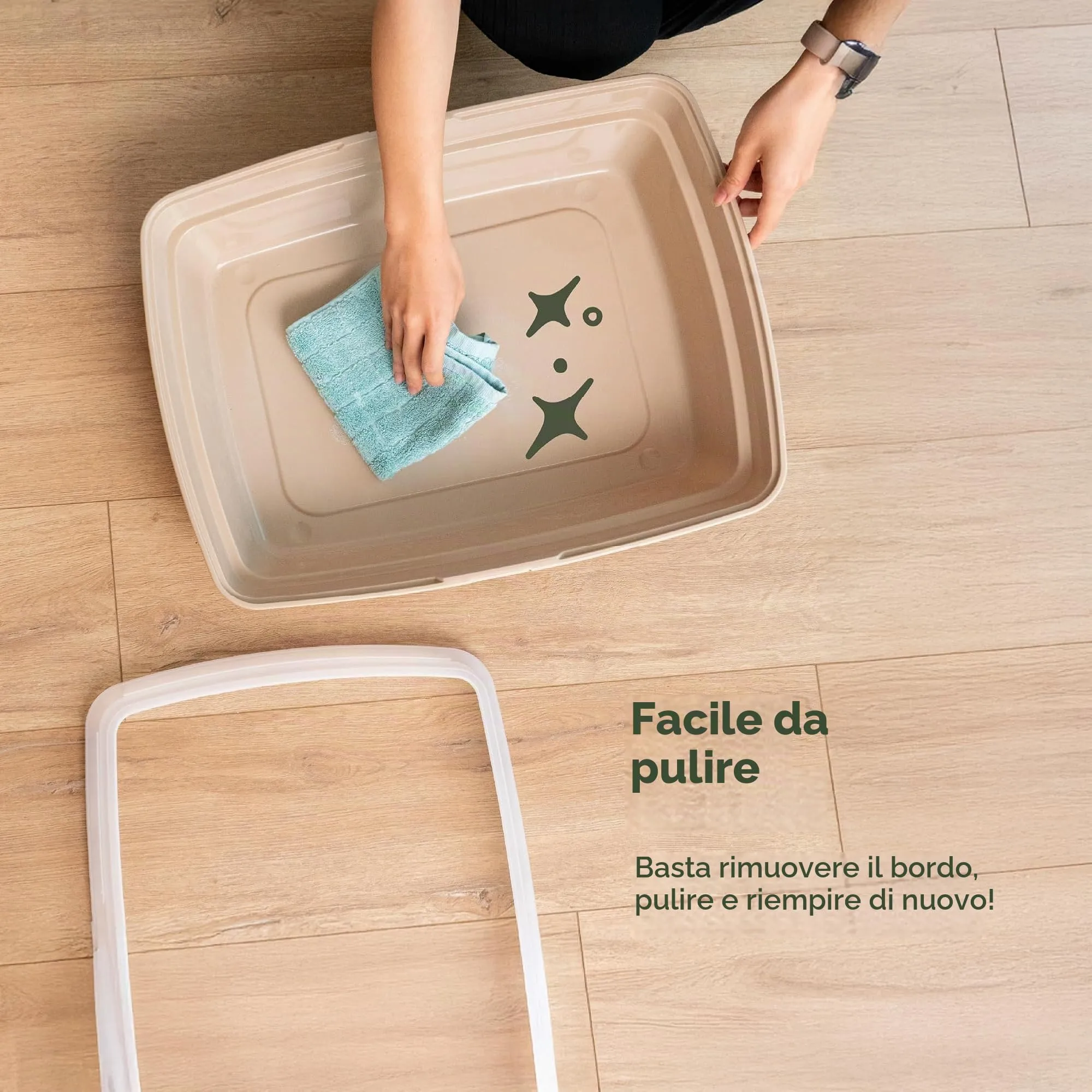 Iris Ohyama Vasca per lettiera per gatti, Beige, CLH-12S - immagine 4