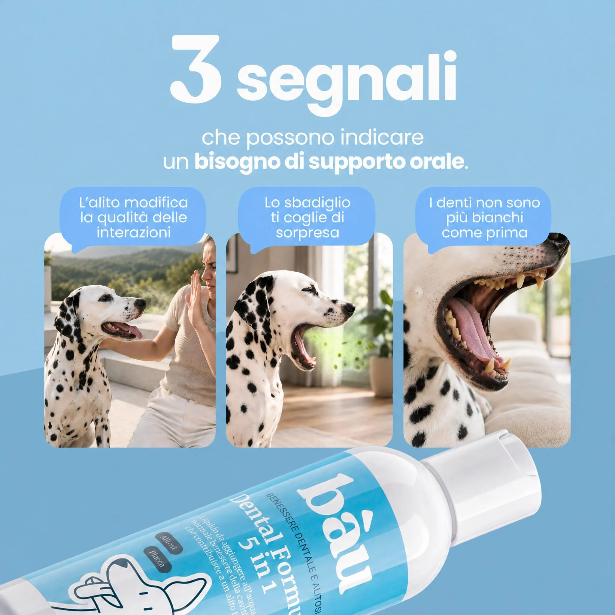 Bau Dental Formula 5in1 per Cani, Additivo per Acqua per Igiene Orale, 250ml - immagine 2