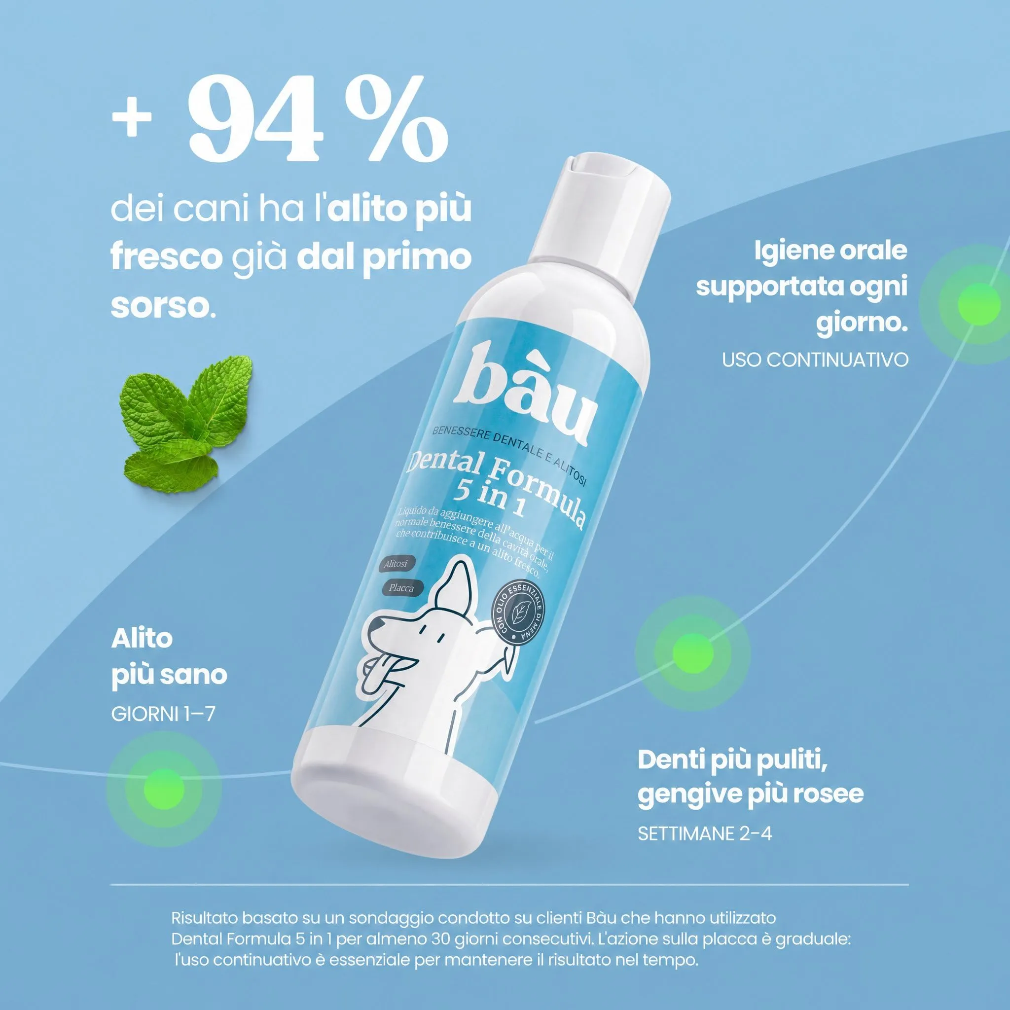 Bau Dental Formula 5in1 per Cani, Additivo per Acqua per Igiene Orale, 250ml - immagine 5