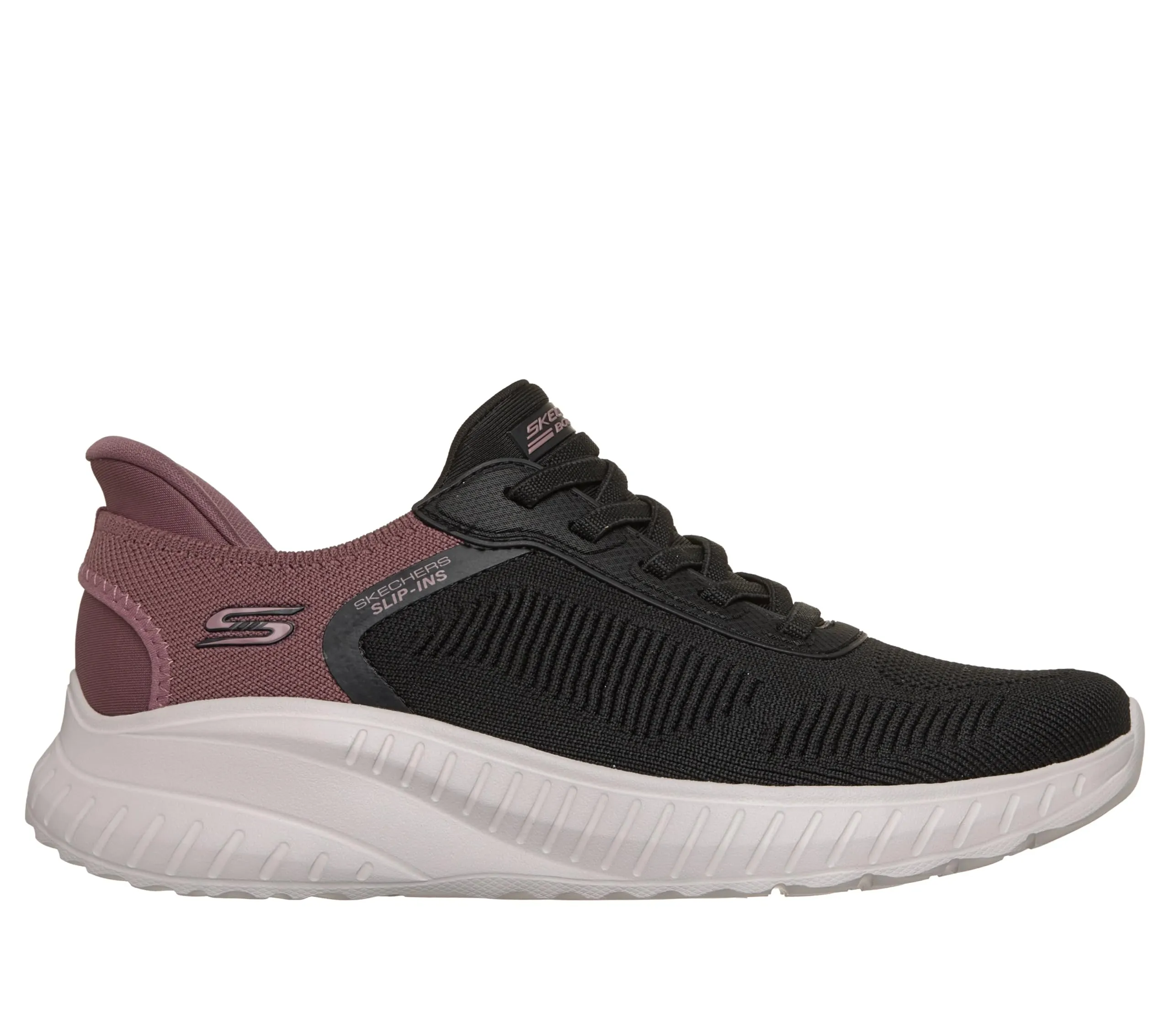 Skechers Women's Bob's Squad Chaos Current Muse Slip-in Sneakers, Black Mauve Textile, 38.5 EU - immagine 5