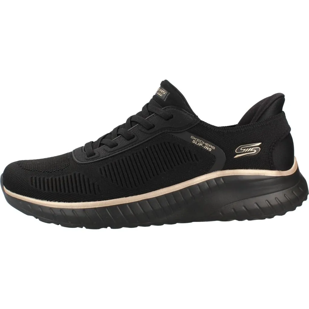 Skechers Donna Bobs Squad Chaos Current Muse Slip-in Allenatrice, Black Rose Gold Textile, 43 EU - immagine 2