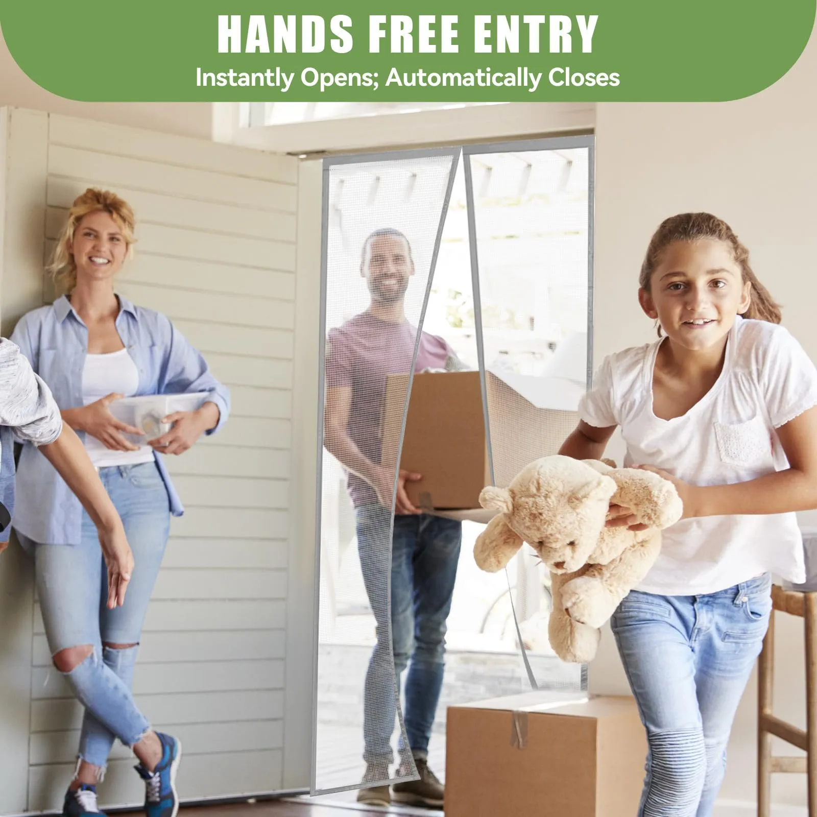 Meet Beauty Zanzariera Magnetica per Porte e Finestre, 120 x 160 cm, Grigio Argento - immagine 5
