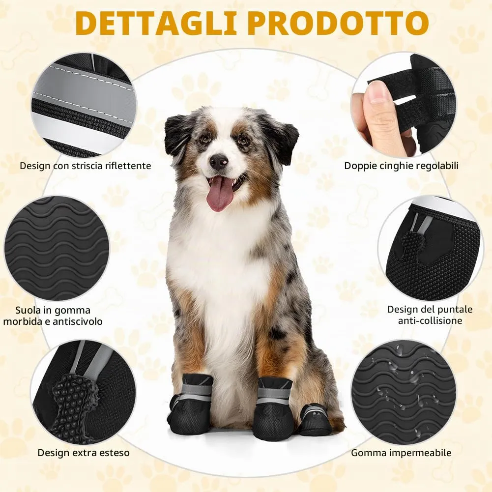 Adiwo Scarpette Cane Antiscivolo Impermeabili con Cinghie Riflettenti, Taglia L - immagine 3