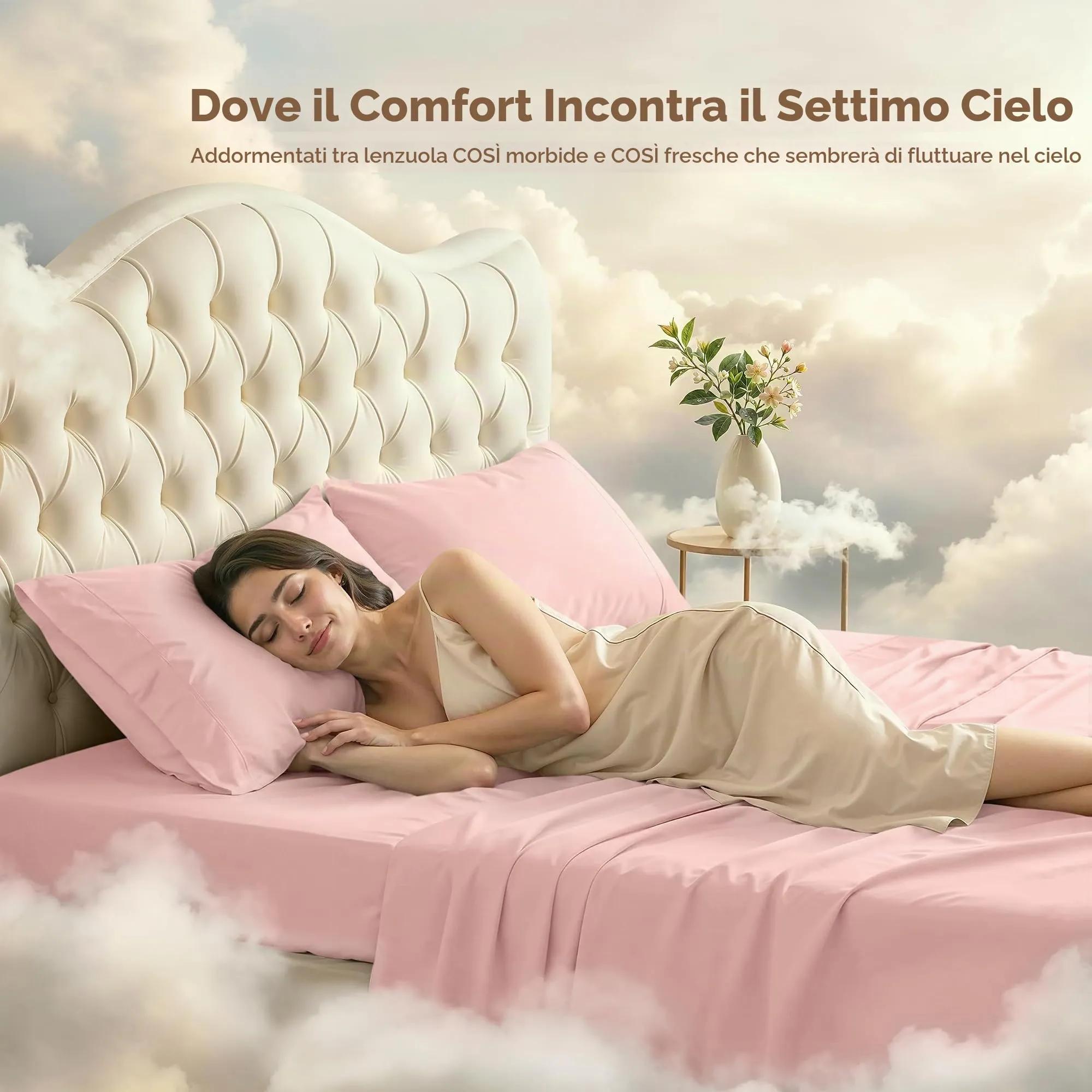 Utopia Bedding Set di lenzuola per letto king size, 4 pezzi, microfibra, Oeko Tex, rosa tè - immagine 4