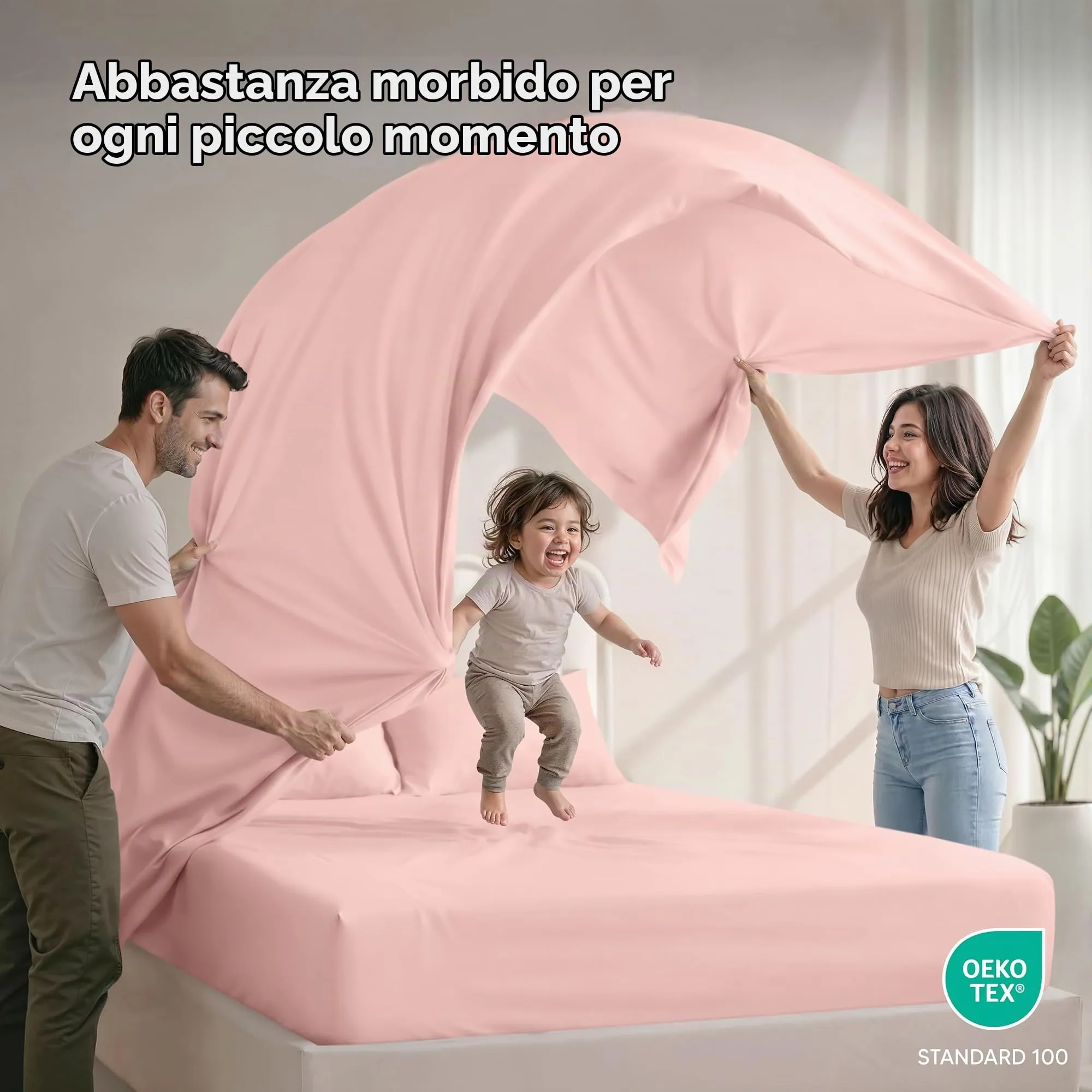 Utopia Bedding Set di lenzuola per letto king size, 4 pezzi, microfibra, Oeko Tex, rosa tè - immagine 5