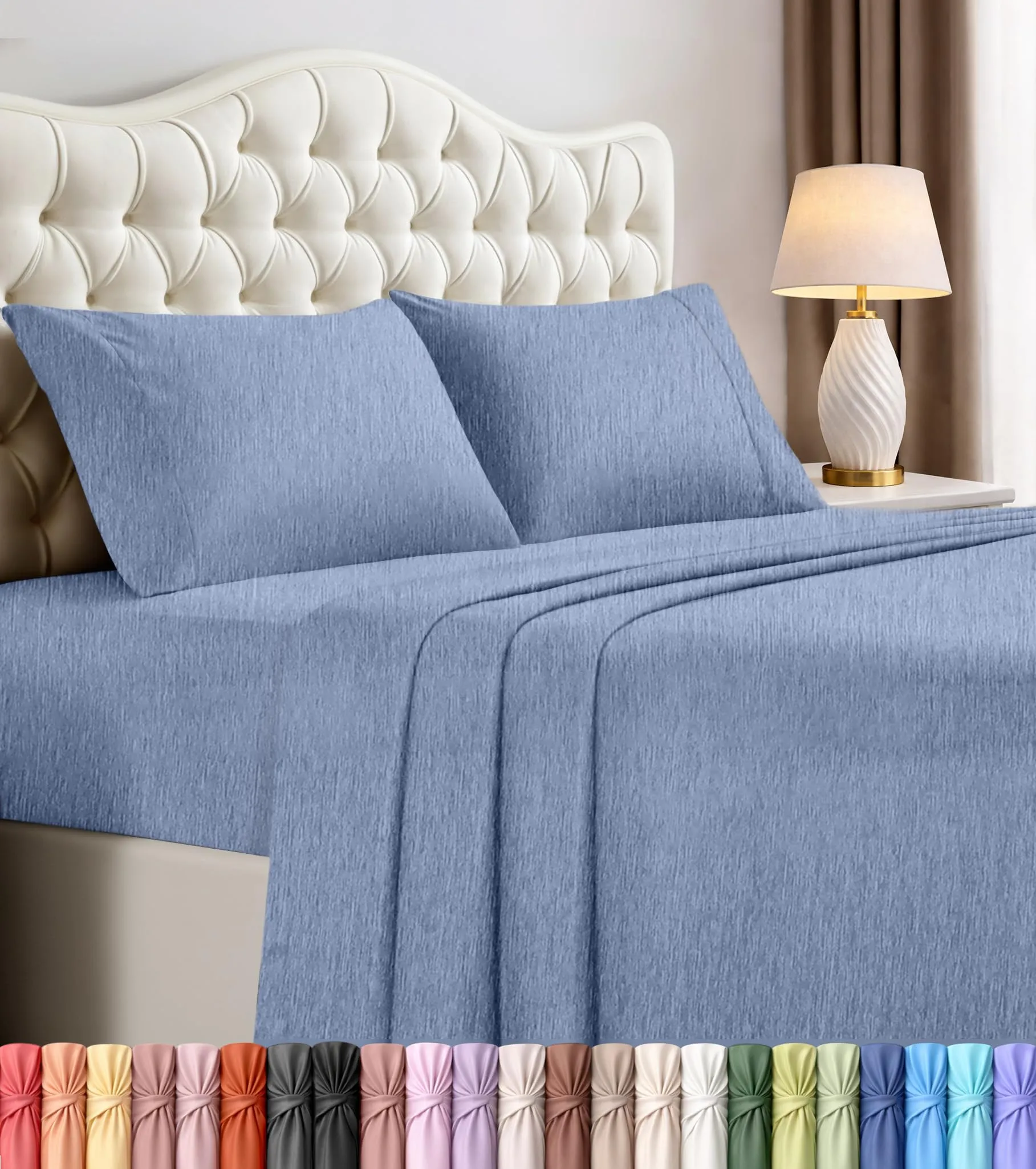 Utopia Bedding Set di lenzuola in microfibra, 4 pezzi, California King Size, Oeko Tex (Heather Navy) - immagine 1